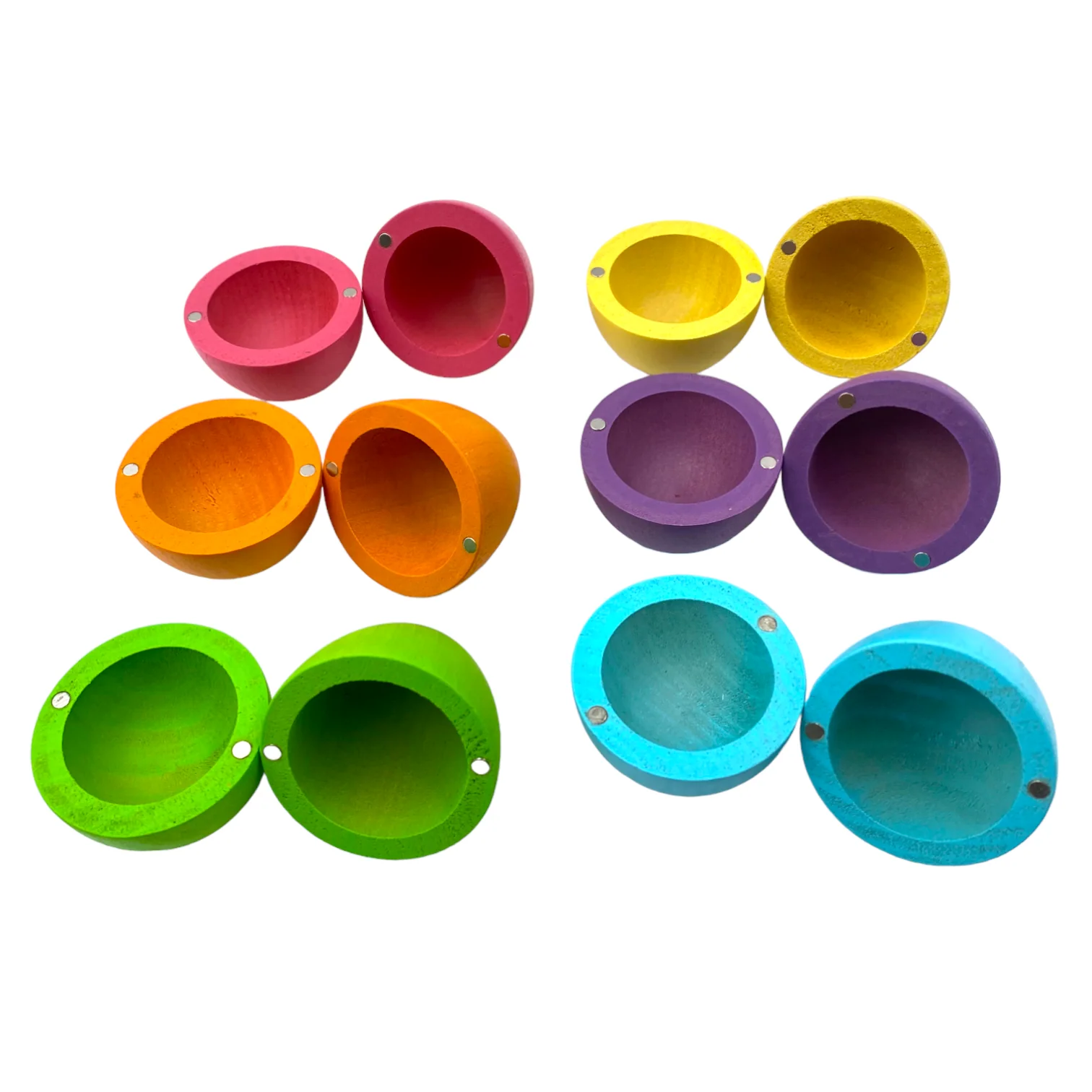 6-Piece STAINED Magnetic Wooden Eggs – Pastel/Macaron Colors - Image 4