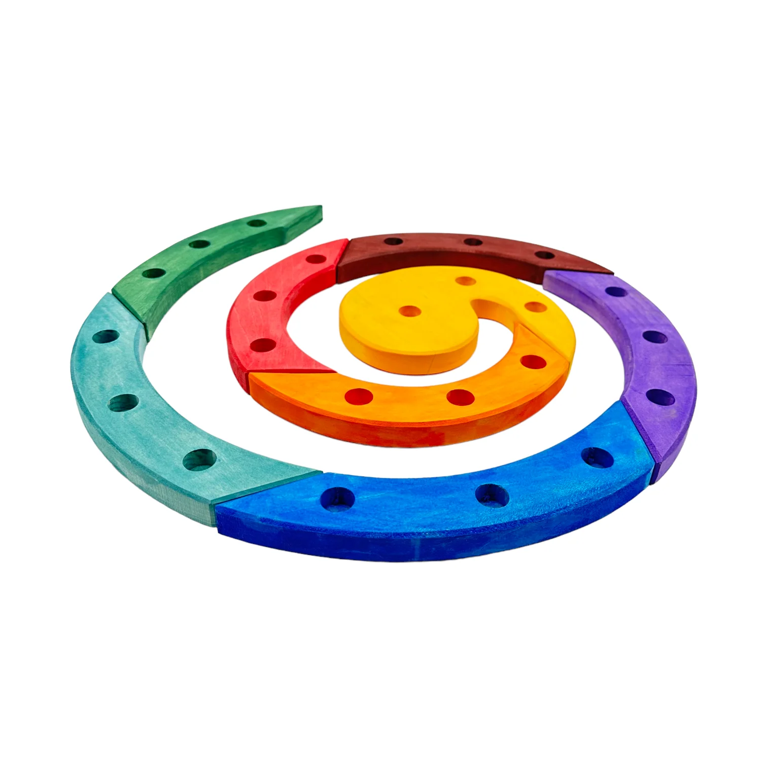 Handcrafted Open Ended Wooden Birthday Ring - Birthday Ring Advent Spiral Colored - Image 3