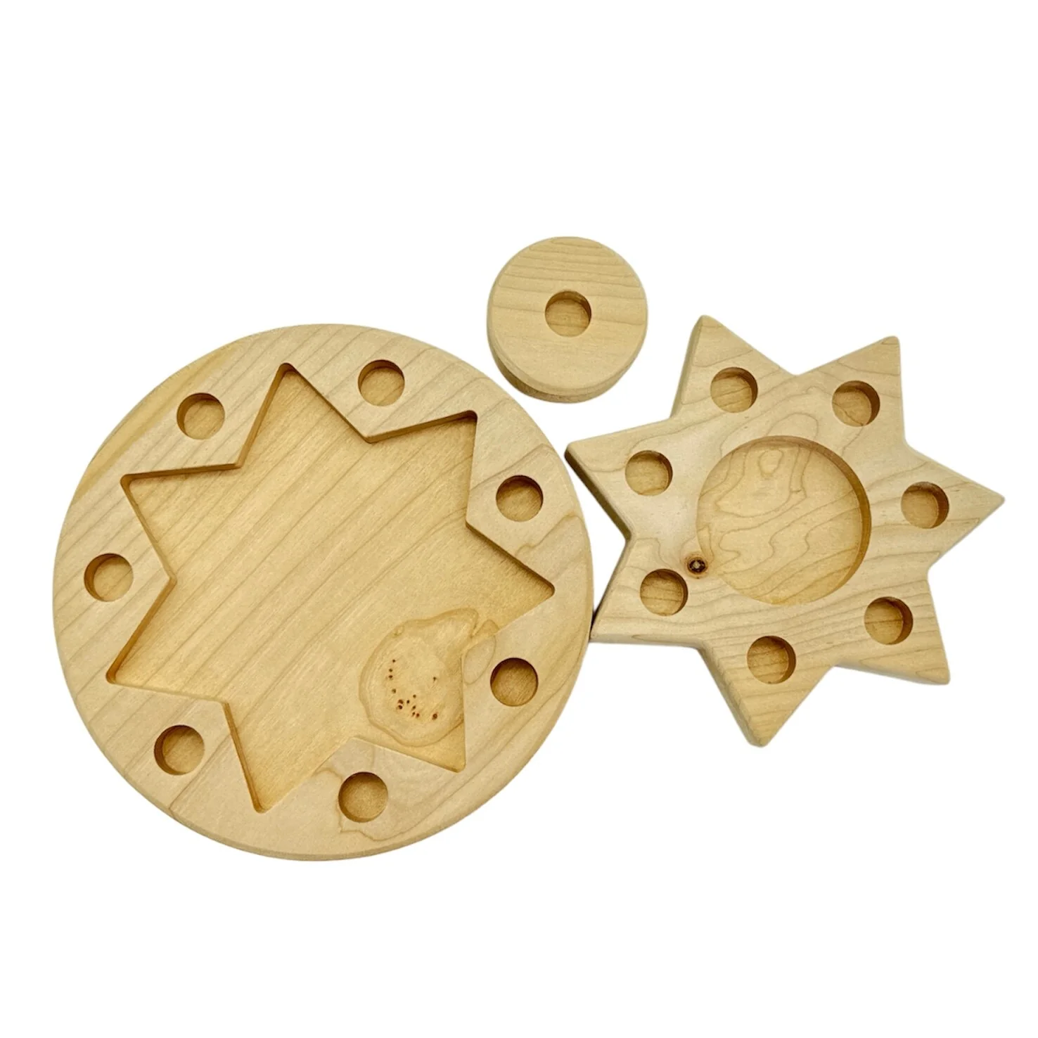 Handcrafted Open Ended Wooden Birthday Ring - Celebration Sun Candle Holder - Image 3