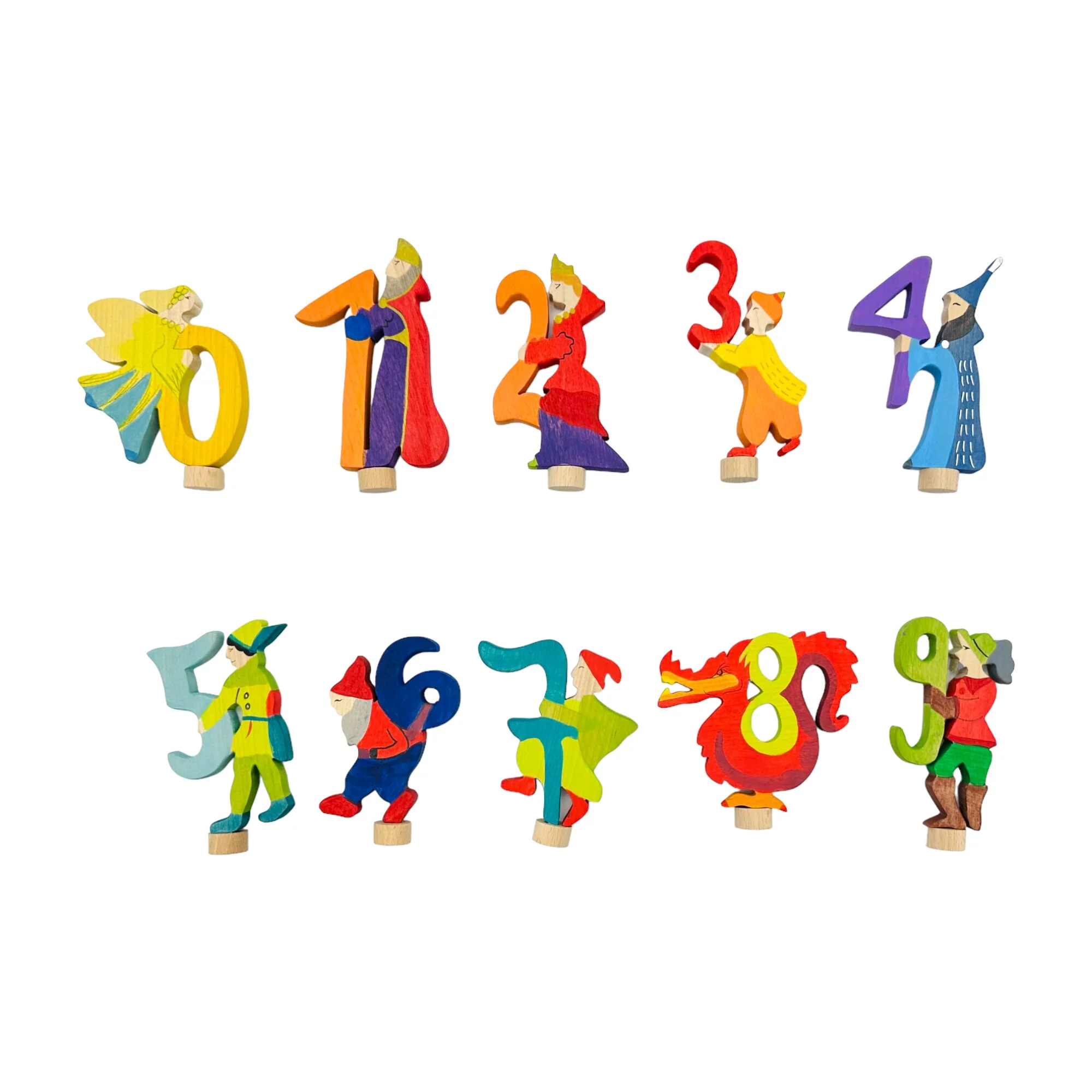 Handcrafted Open Ended Wooden Birthday Ring Number - Fairy Tale Number 6 Dwarf - Image 2