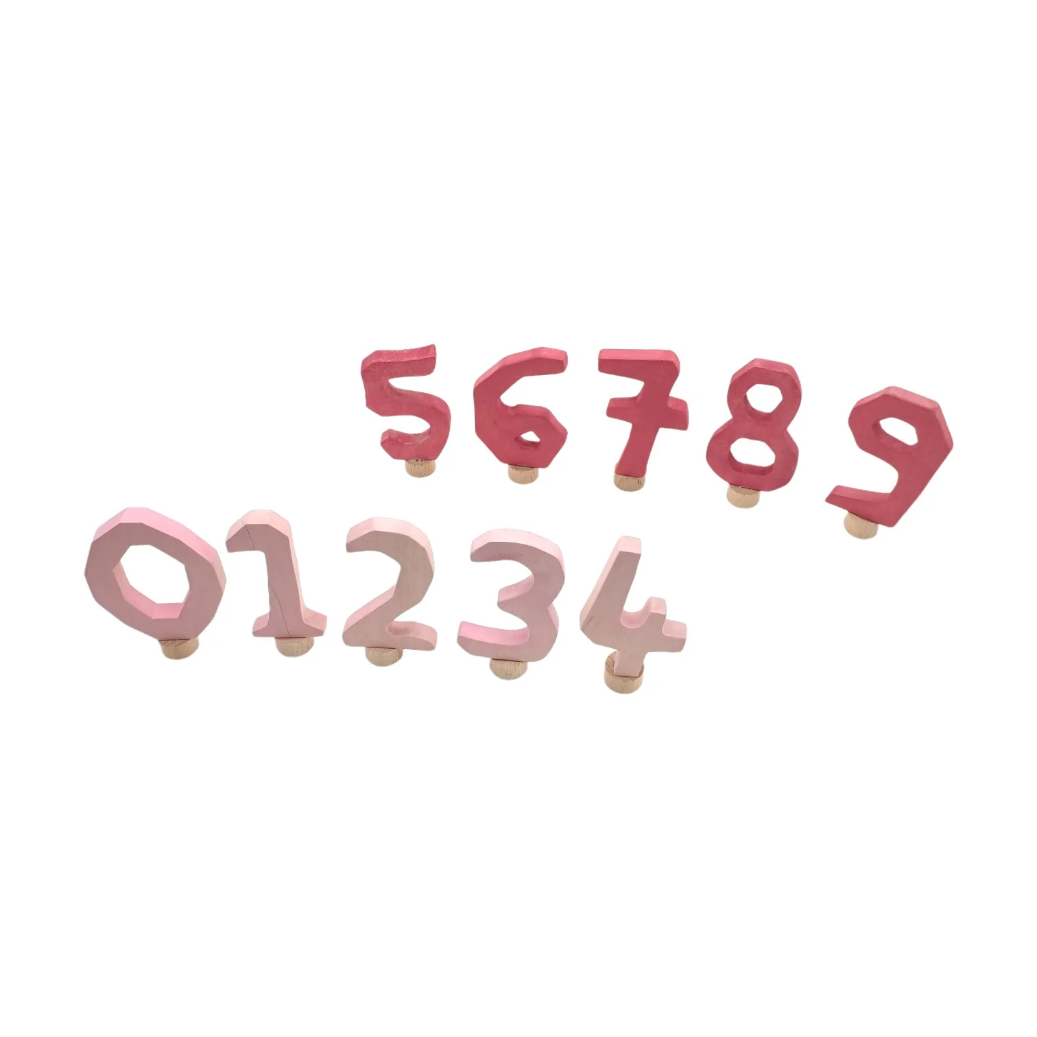 Handcrafted Open Ended Wooden Birthday Ring Numbers - Set of 0 to 4 Light Pink (5 Pieces) - Image 2