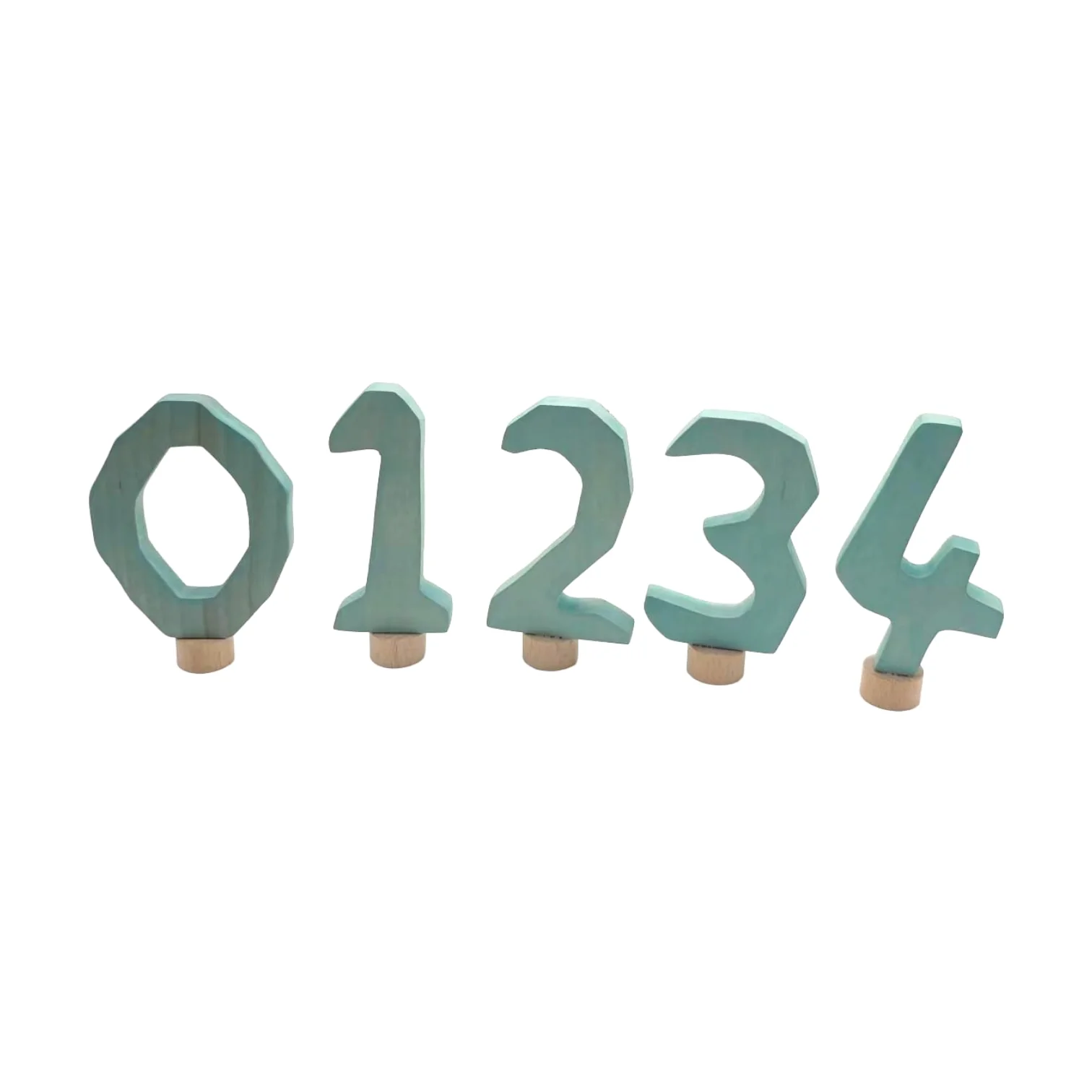 Handcrafted Open Ended Wooden Birthday Ring Numbers - Set of 0 to 9 Blue (10 Pieces) - Image 2