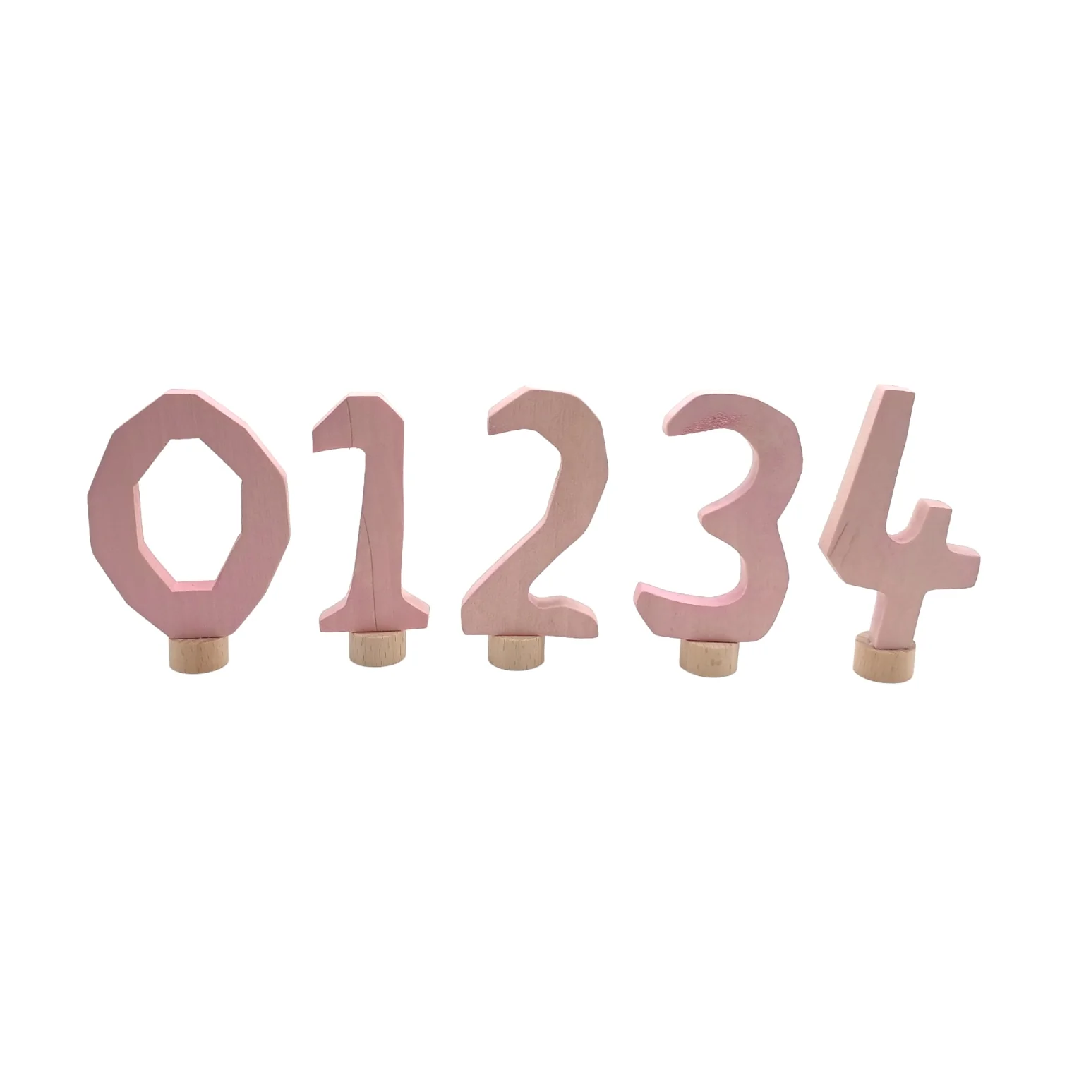 Handcrafted Open Ended Wooden Birthday Ring Numbers - Set of 0 to 9 Pink (10 Pieces) - Image 2