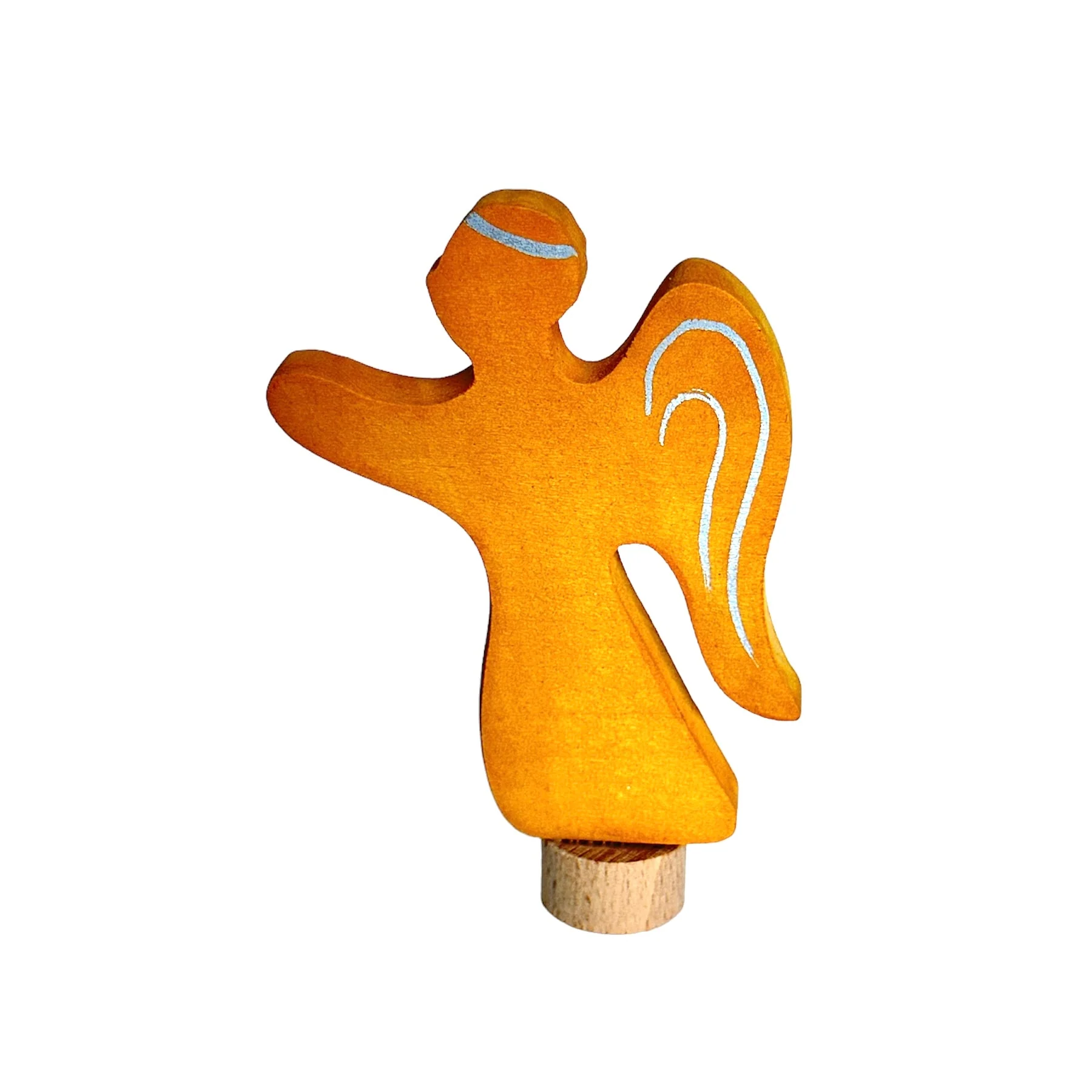 Handcrafted Open Ended Wooden Birthday Ring Ornament - Angel - Image 2
