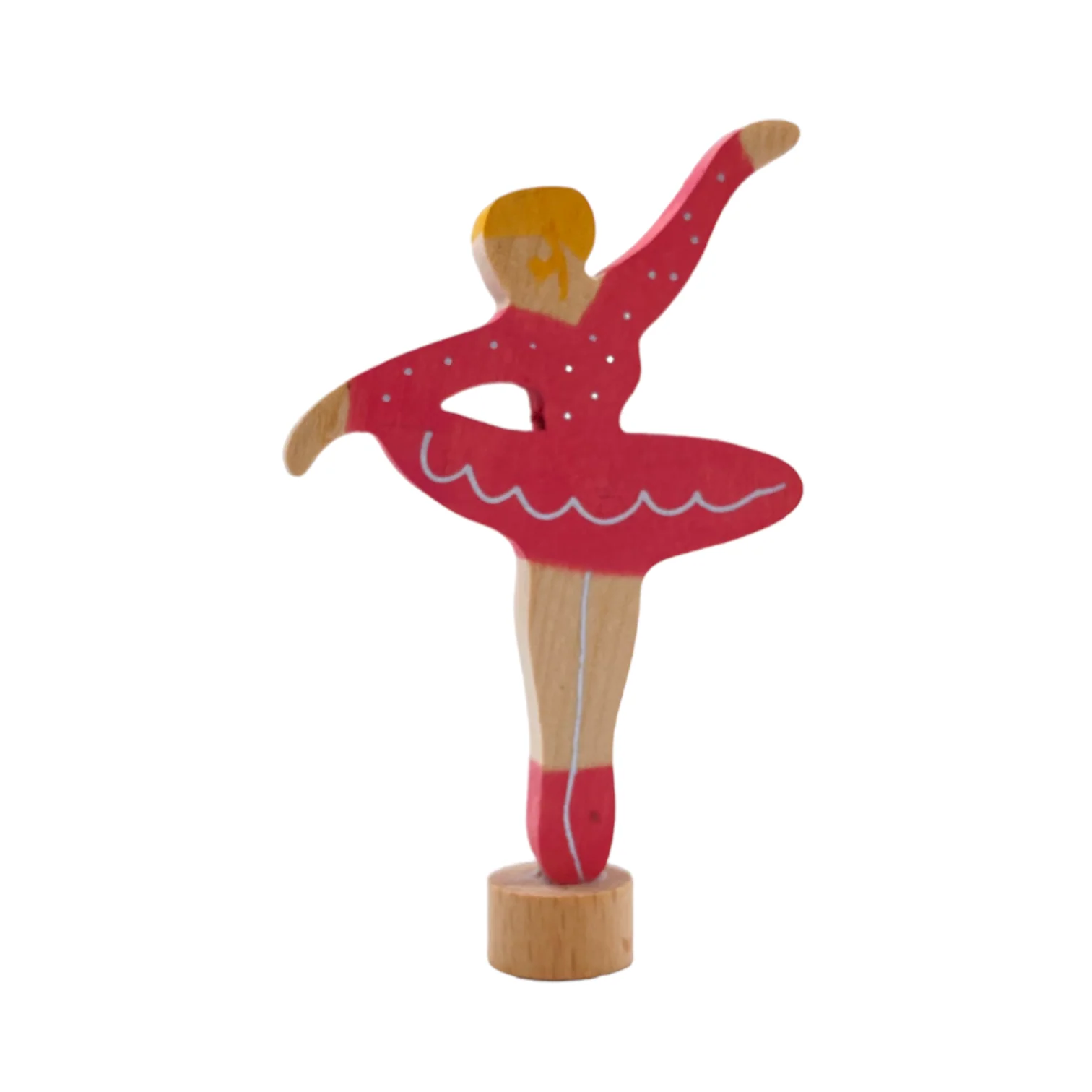 Handcrafted Open Ended Wooden Birthday Ring Ornament - Ballerina Pink - Image 2