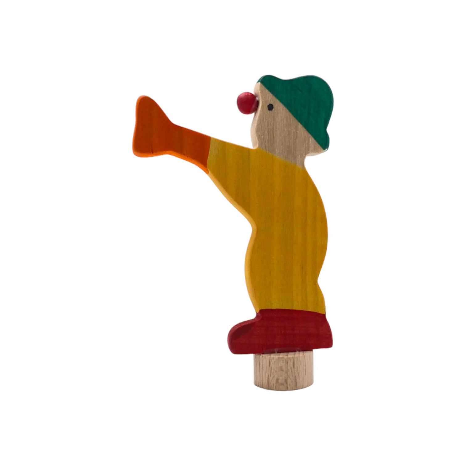 Handcrafted Open Ended Wooden Birthday Ring Ornament - Clown With Trumpet - Image 2
