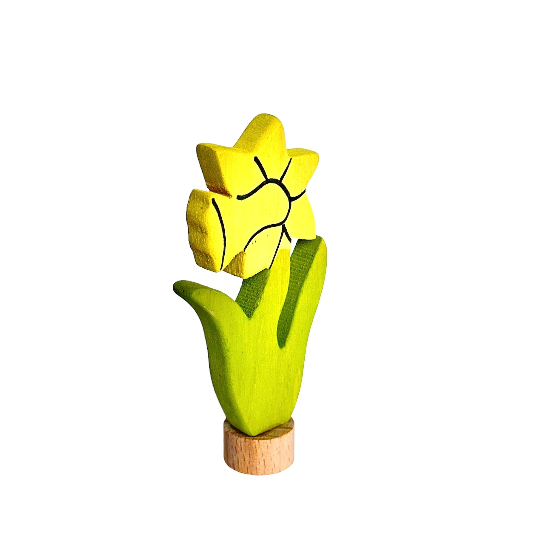 Handcrafted Open Ended Wooden Birthday Ring Ornament - Daffodil Flower - Image 2