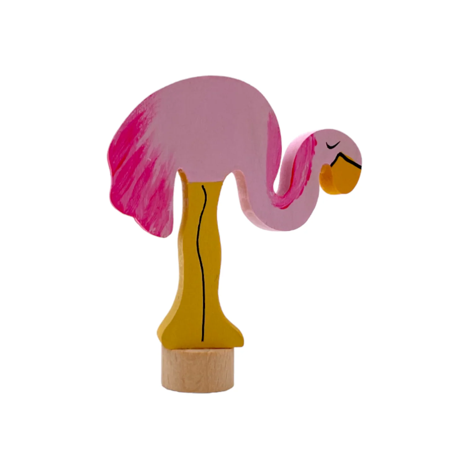 Handcrafted Open Ended Wooden Birthday Ring Ornament - Flamingo - Image 2