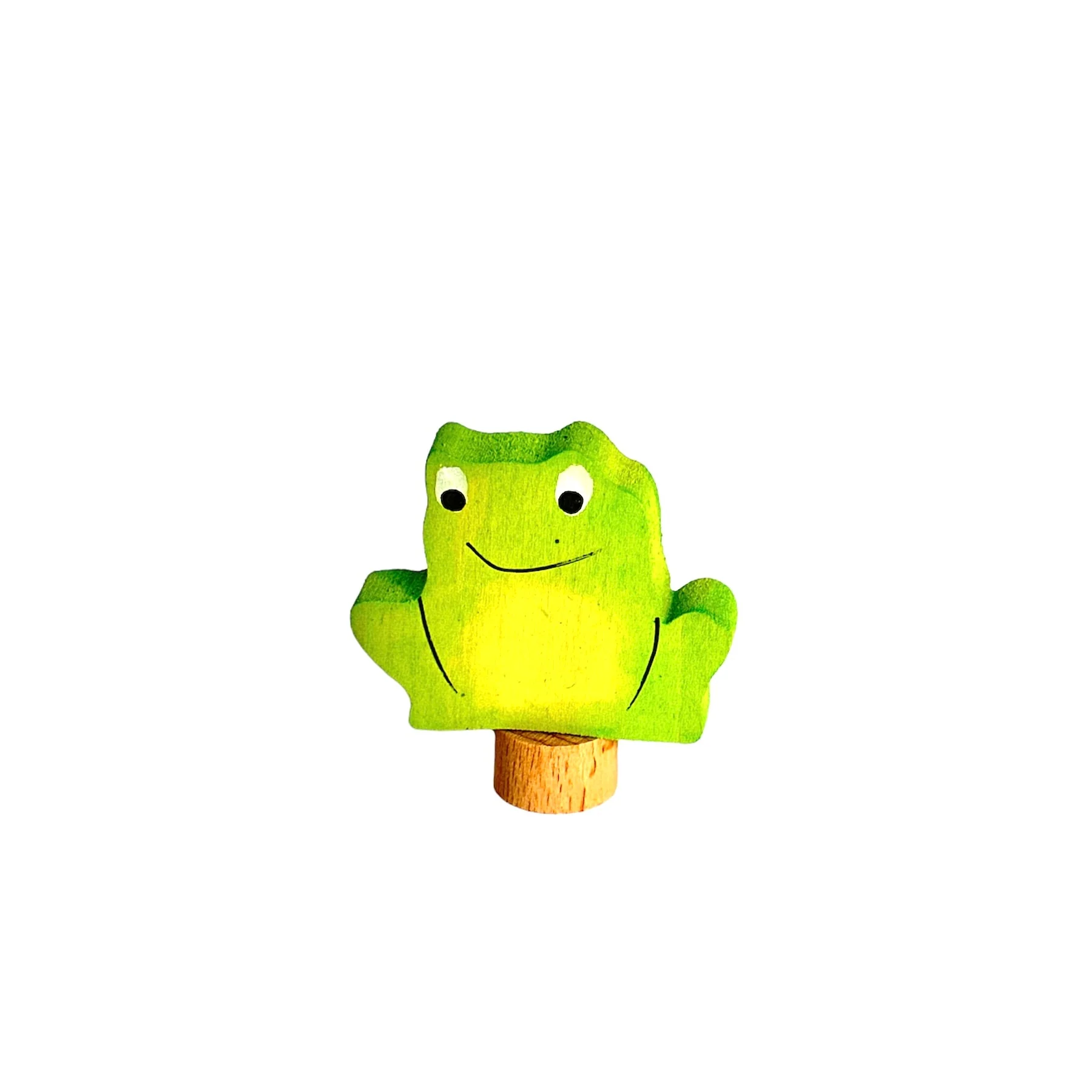 Handcrafted Open Ended Wooden Birthday Ring Ornament - Frog Sitting