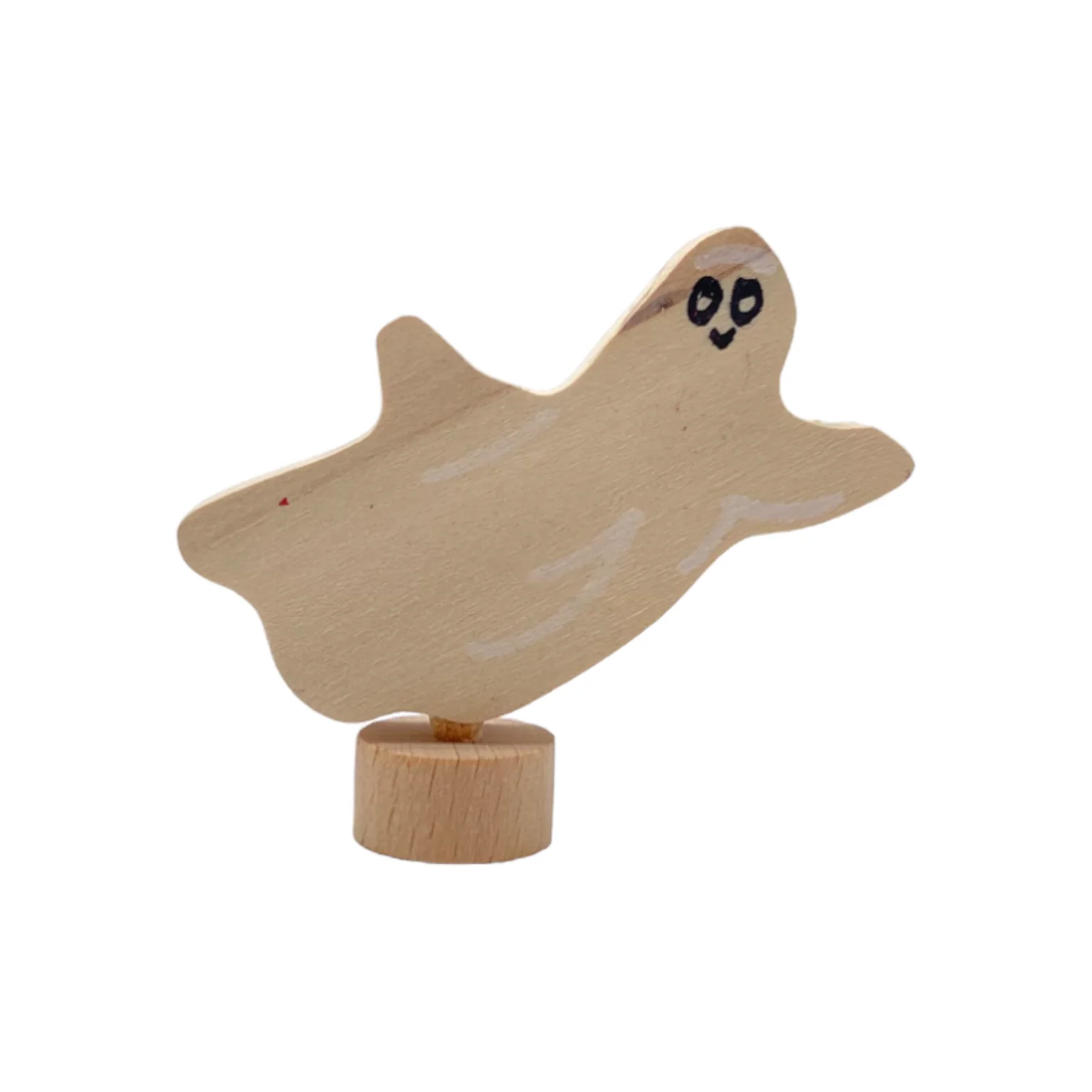 Handcrafted Open Ended Wooden Birthday Ring Ornament - Ghost
