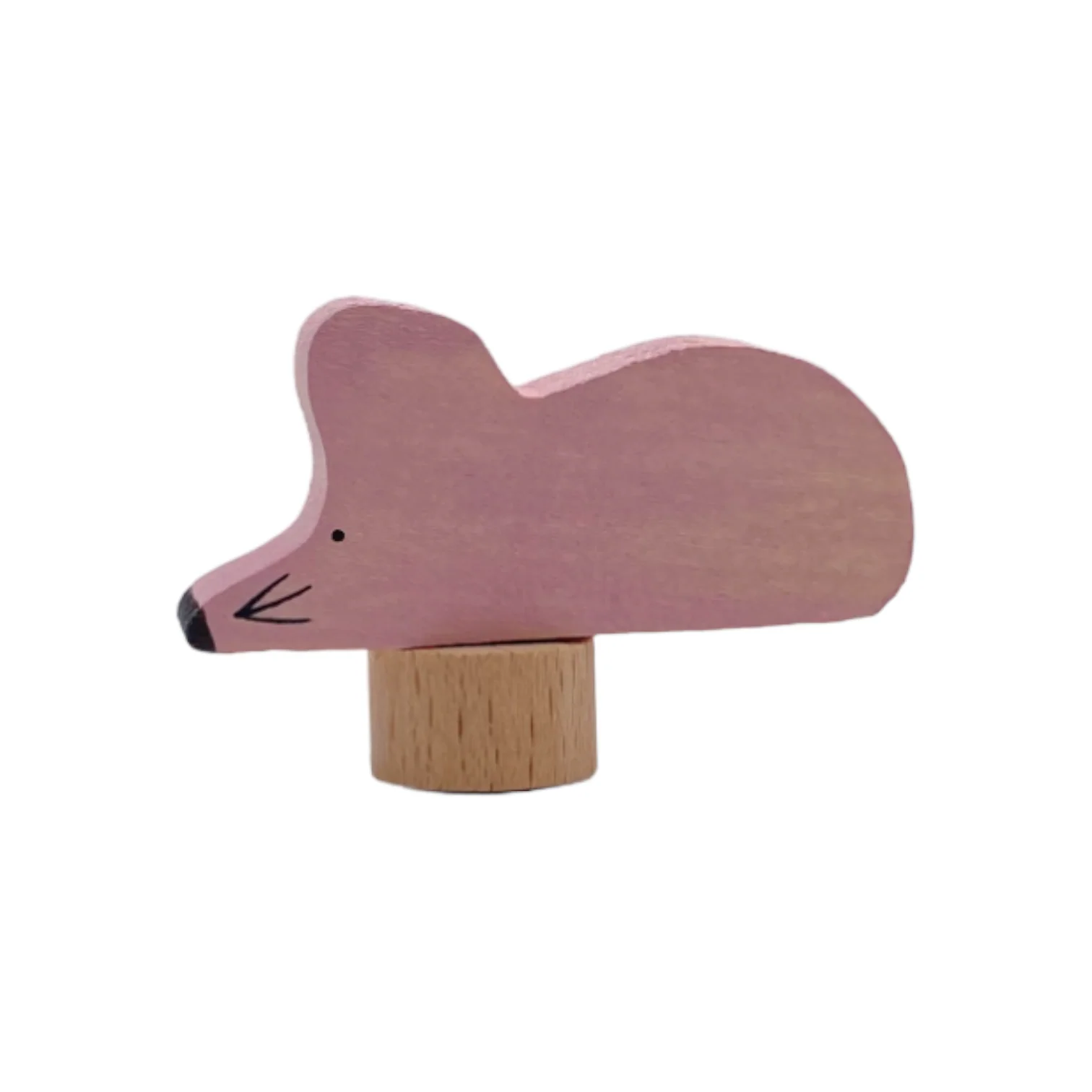 Handcrafted Open Ended Wooden Birthday Ring Ornament - Grey Violet Mouse