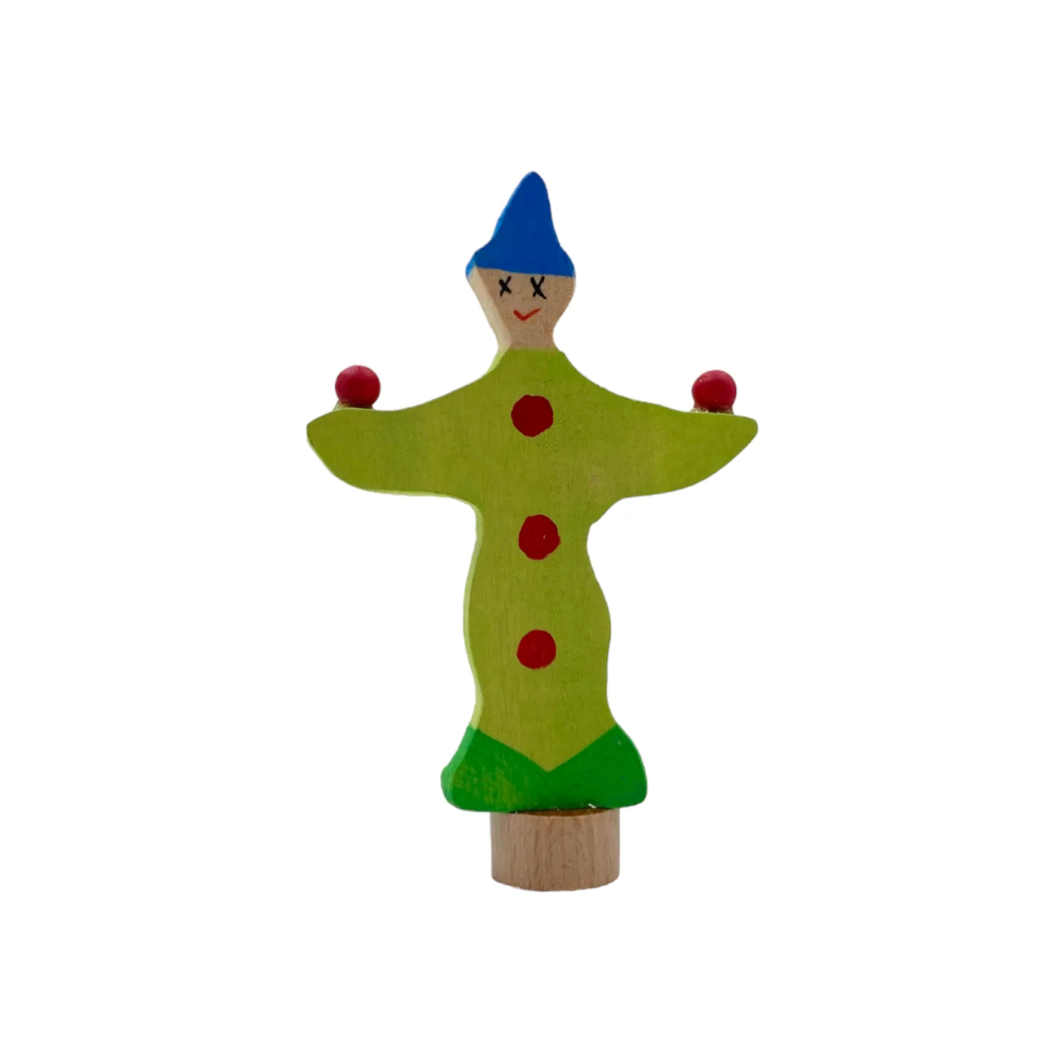Handcrafted Open Ended Wooden Birthday Ring Ornament - Juggling Clown