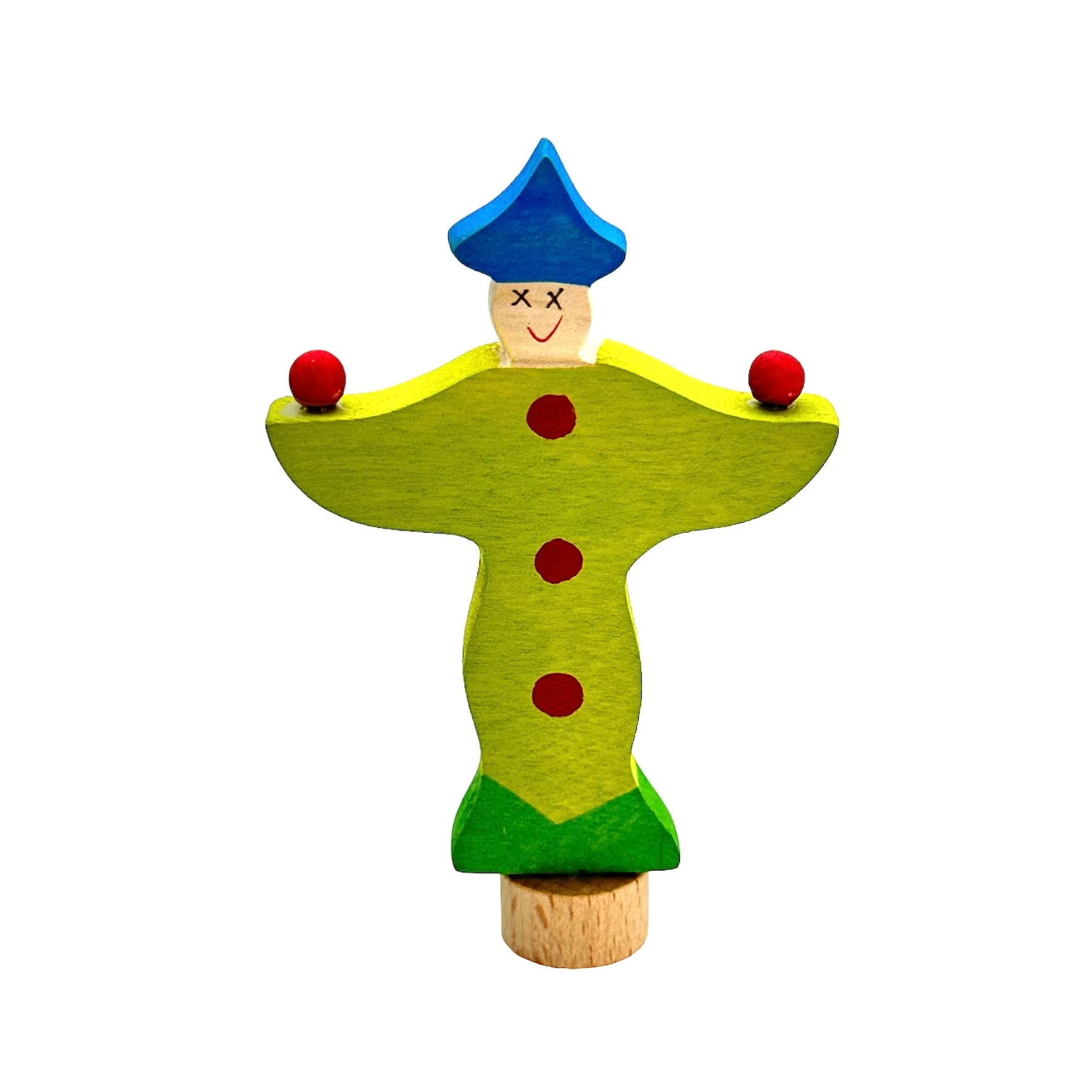Handcrafted Open Ended Wooden Birthday Ring Ornament - Juggling Clown - Image 2