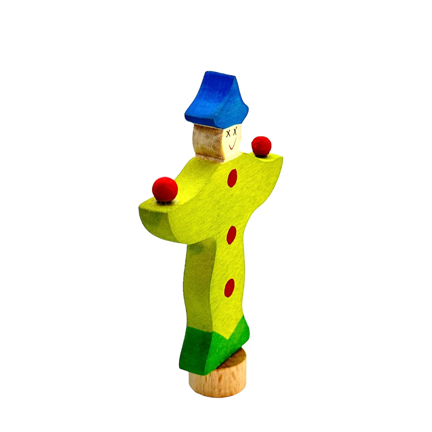 Handcrafted Open Ended Wooden Birthday Ring Ornament - Juggling Clown - Image 3