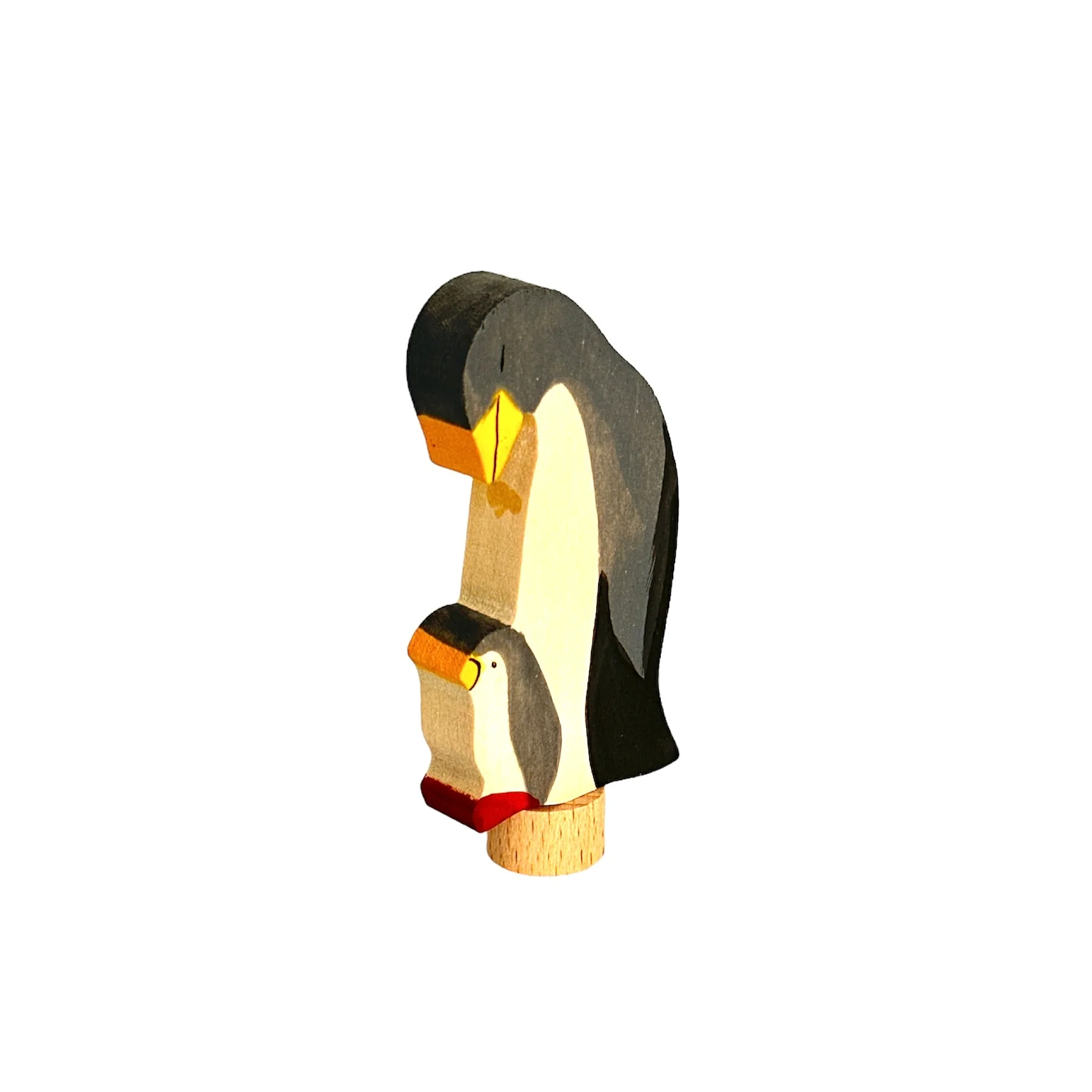 Handcrafted Open Ended Wooden Birthday Ring Ornament - Penguin with Baby - Image 2