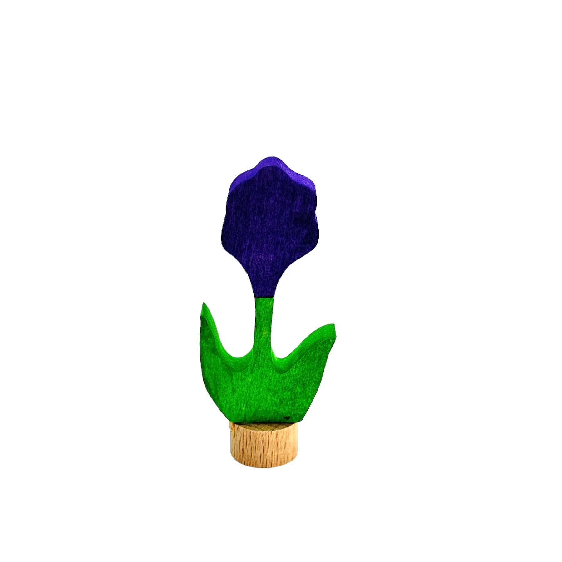 Handcrafted Open Ended Wooden Birthday Ring Ornament - Purple Flower - Image 2