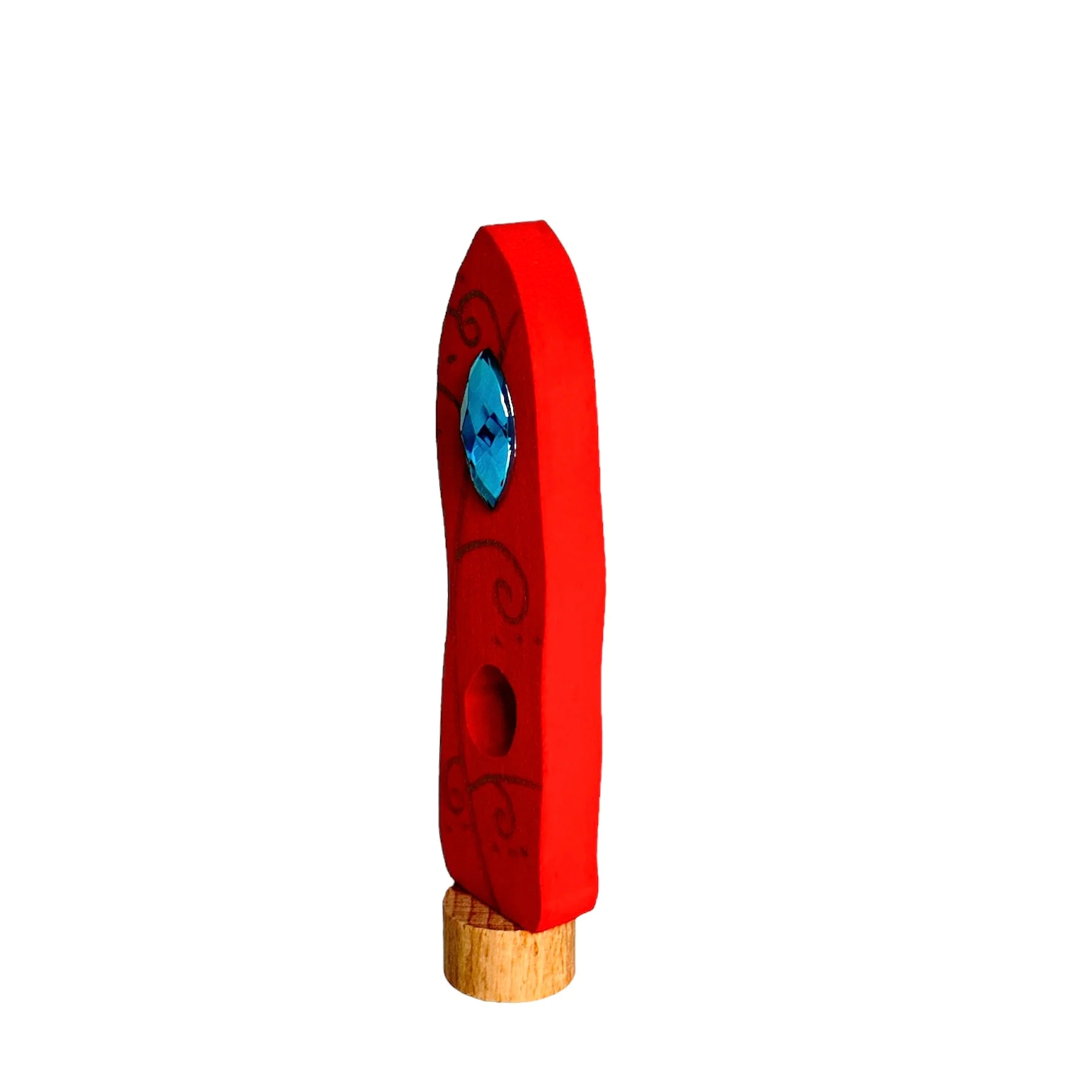Handcrafted Open Ended Wooden Birthday Ring Ornament - Red Tower Drop - Image 3