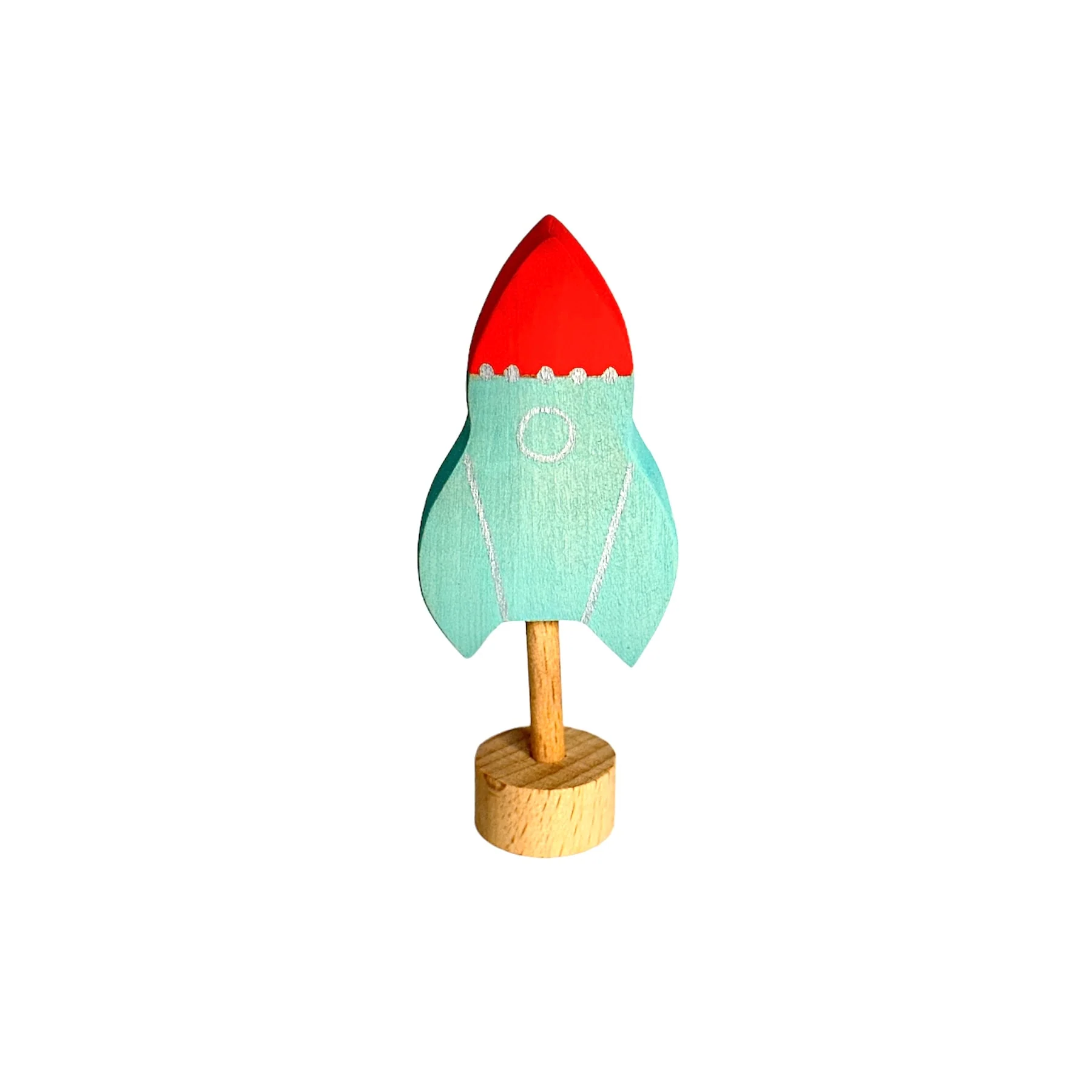 Handcrafted Open Ended Wooden Birthday Ring Ornament - Rocket