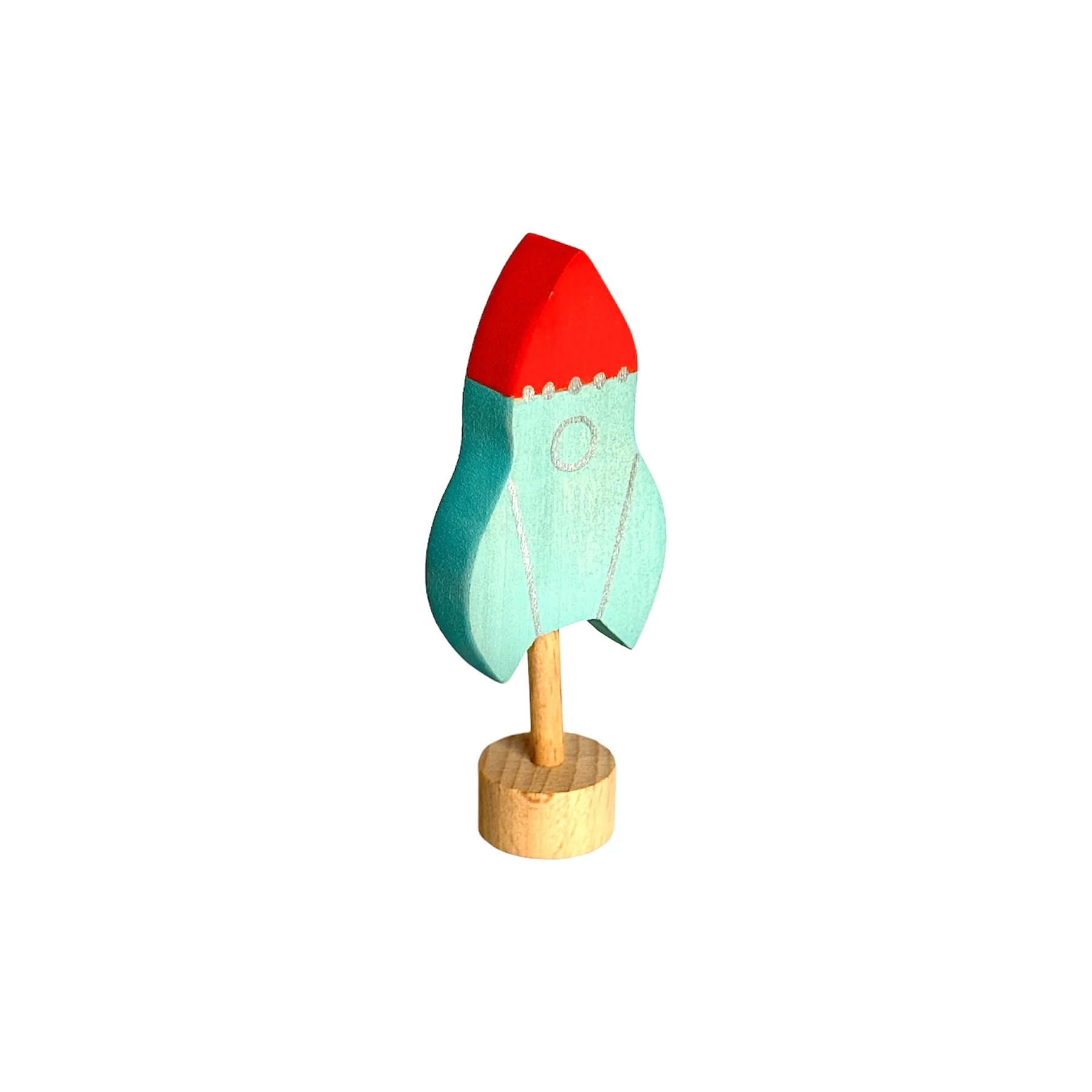 Handcrafted Open Ended Wooden Birthday Ring Ornament - Rocket - Image 2