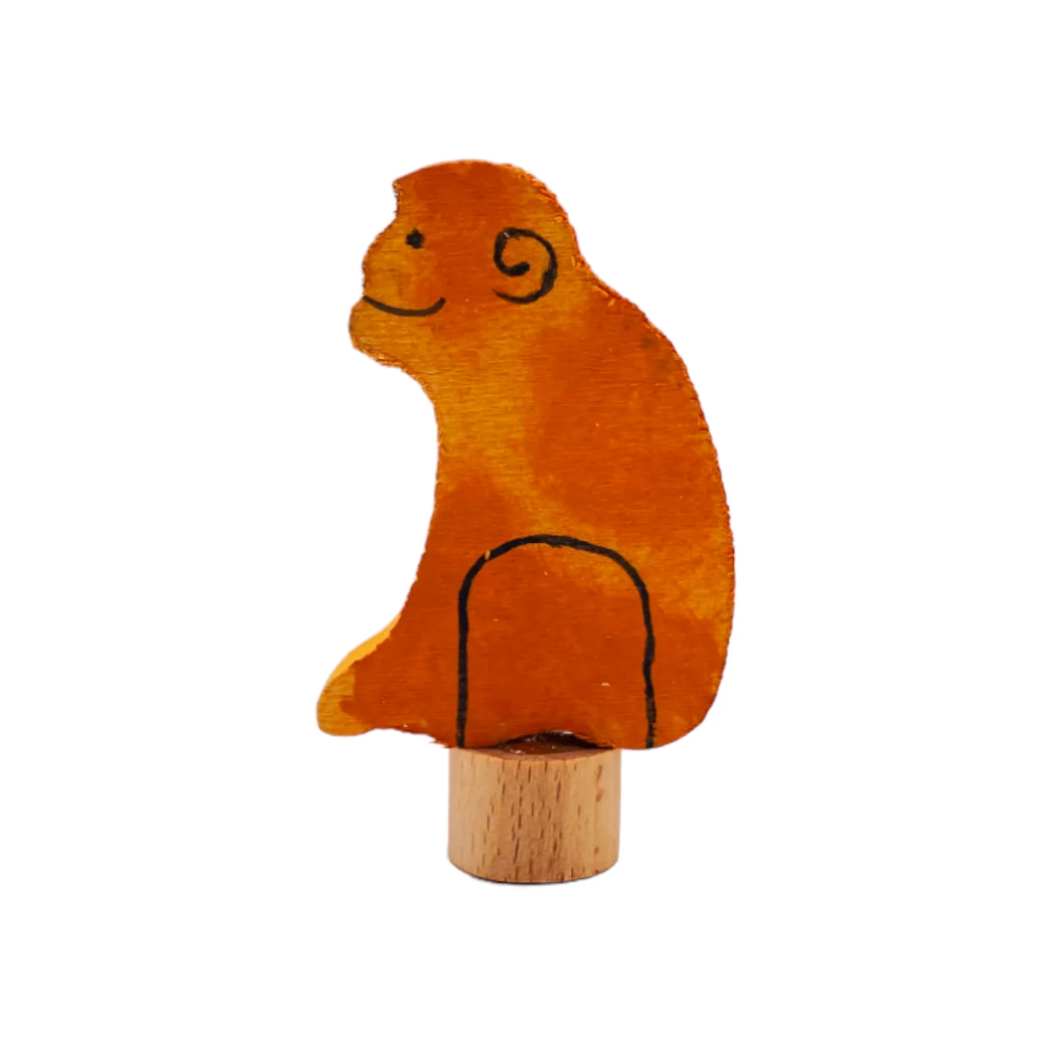 Handcrafted Open Ended Wooden Birthday Ring Ornament - Sitting Monkey