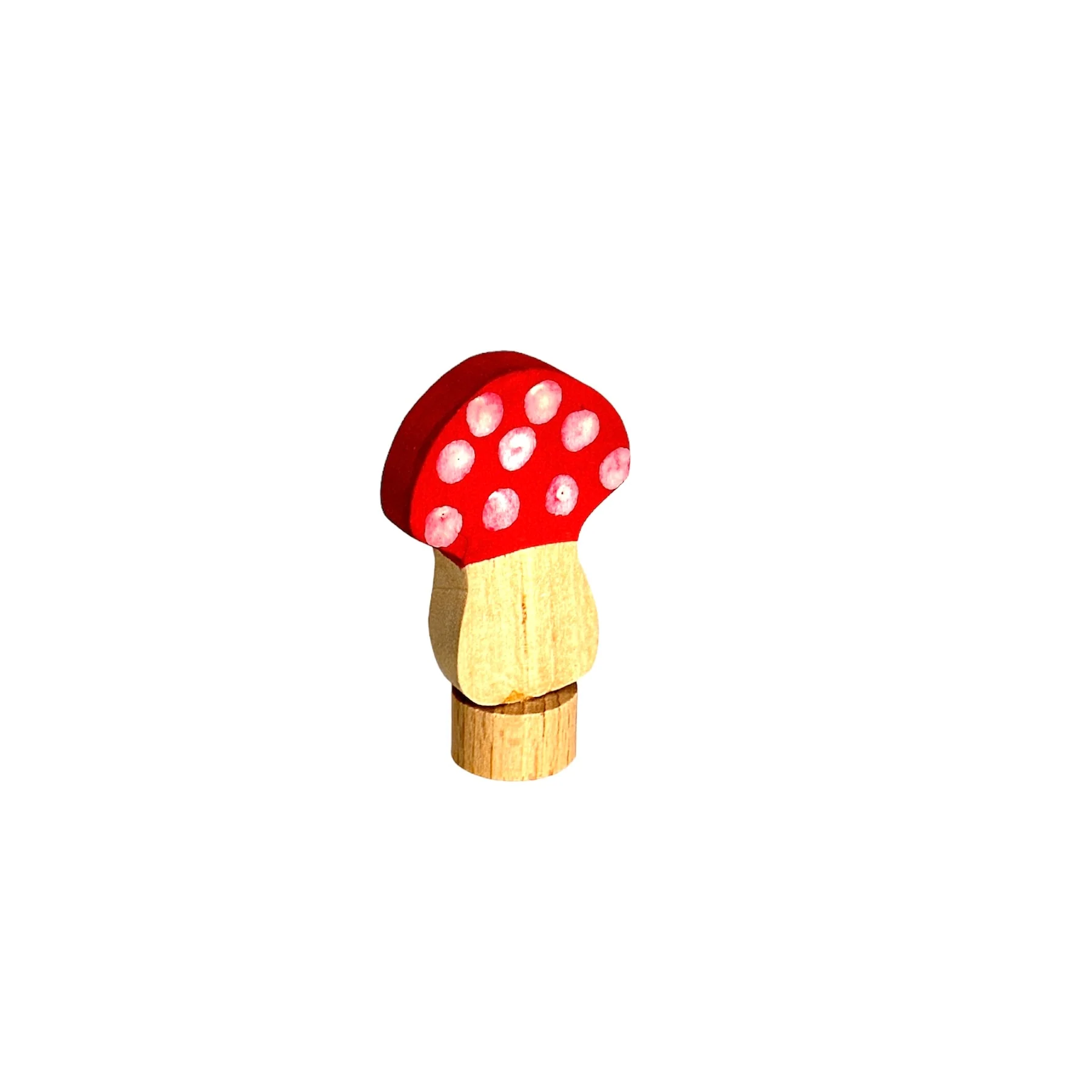 Handcrafted Open Ended Wooden Birthday Ring Ornament - Spotted Mushroom - Image 2