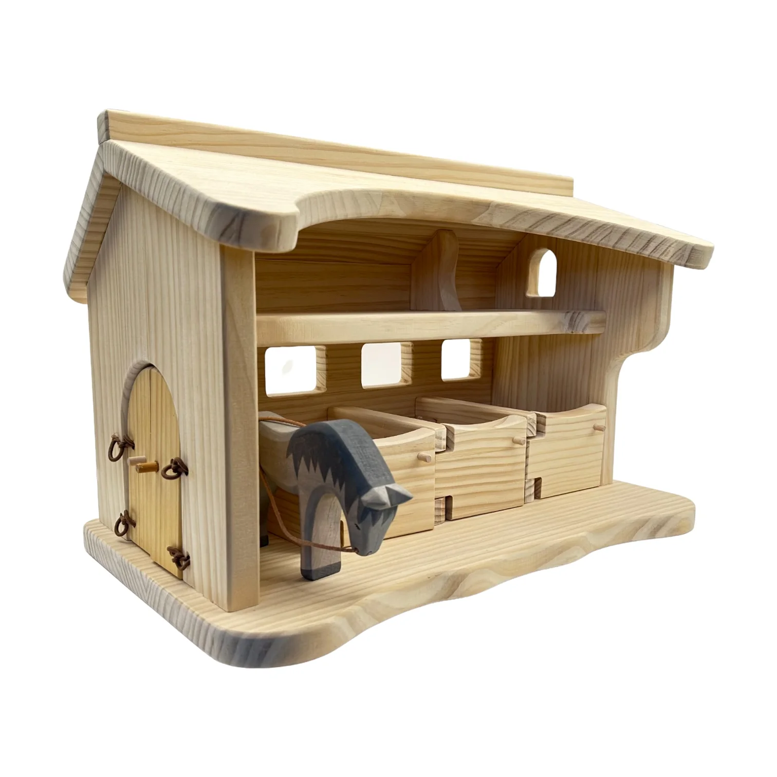 Handcrafted Open Ended Wooden Horse Stable - Image 3