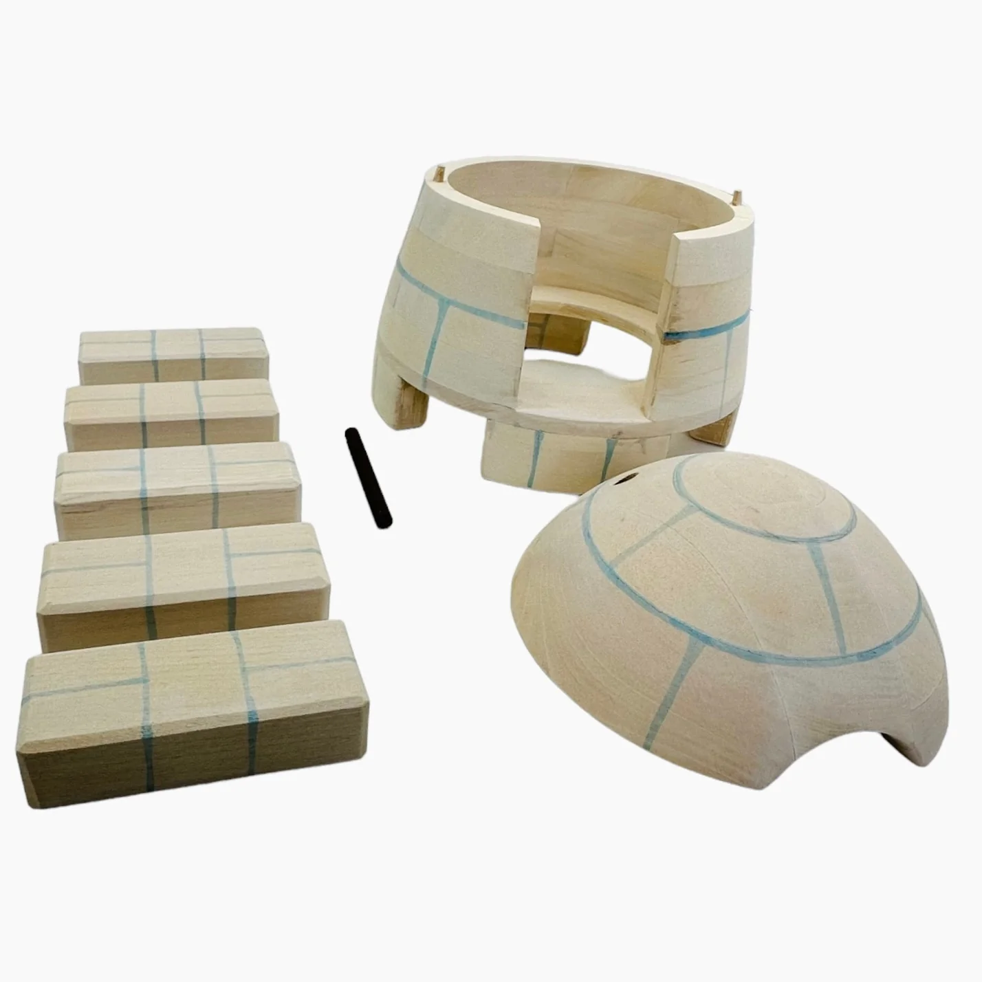 Handcrafted Open Ended Wooden Igloo with 5 Ice blocks Set - Image 3