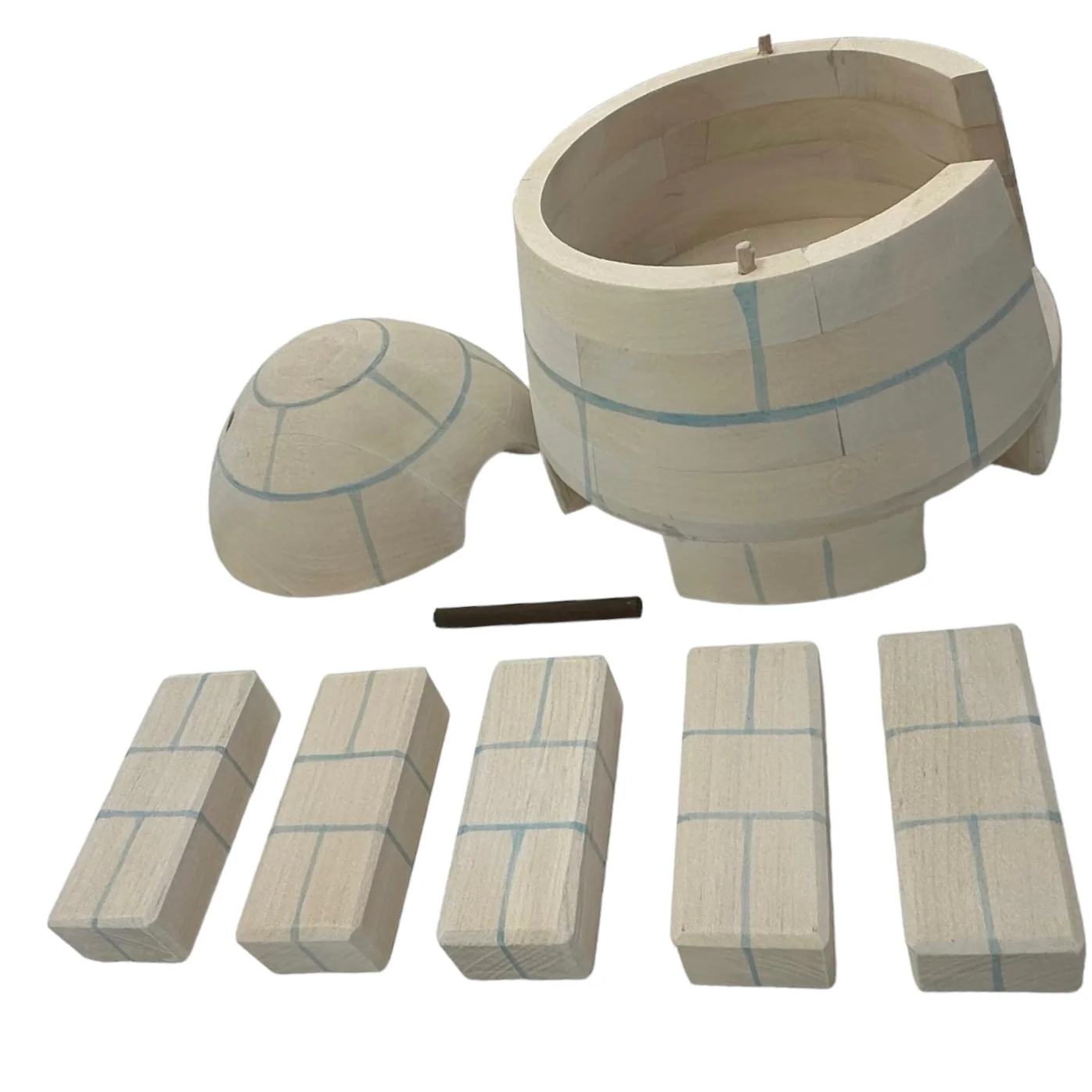 Handcrafted Open Ended Wooden Igloo with 5 Ice blocks Set - Image 5