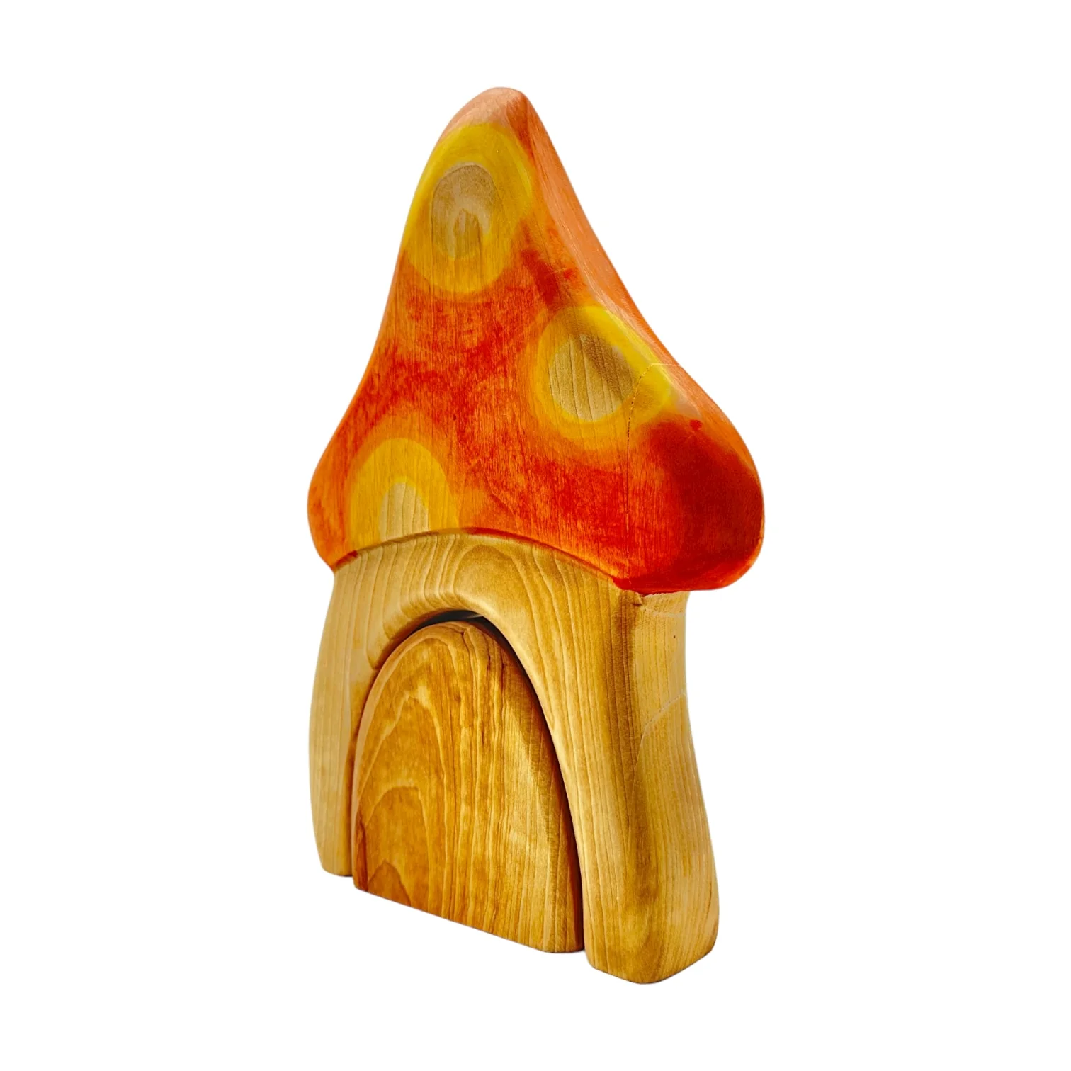 Handcrafted Open Ended Wooden Mushroom House - Image 3