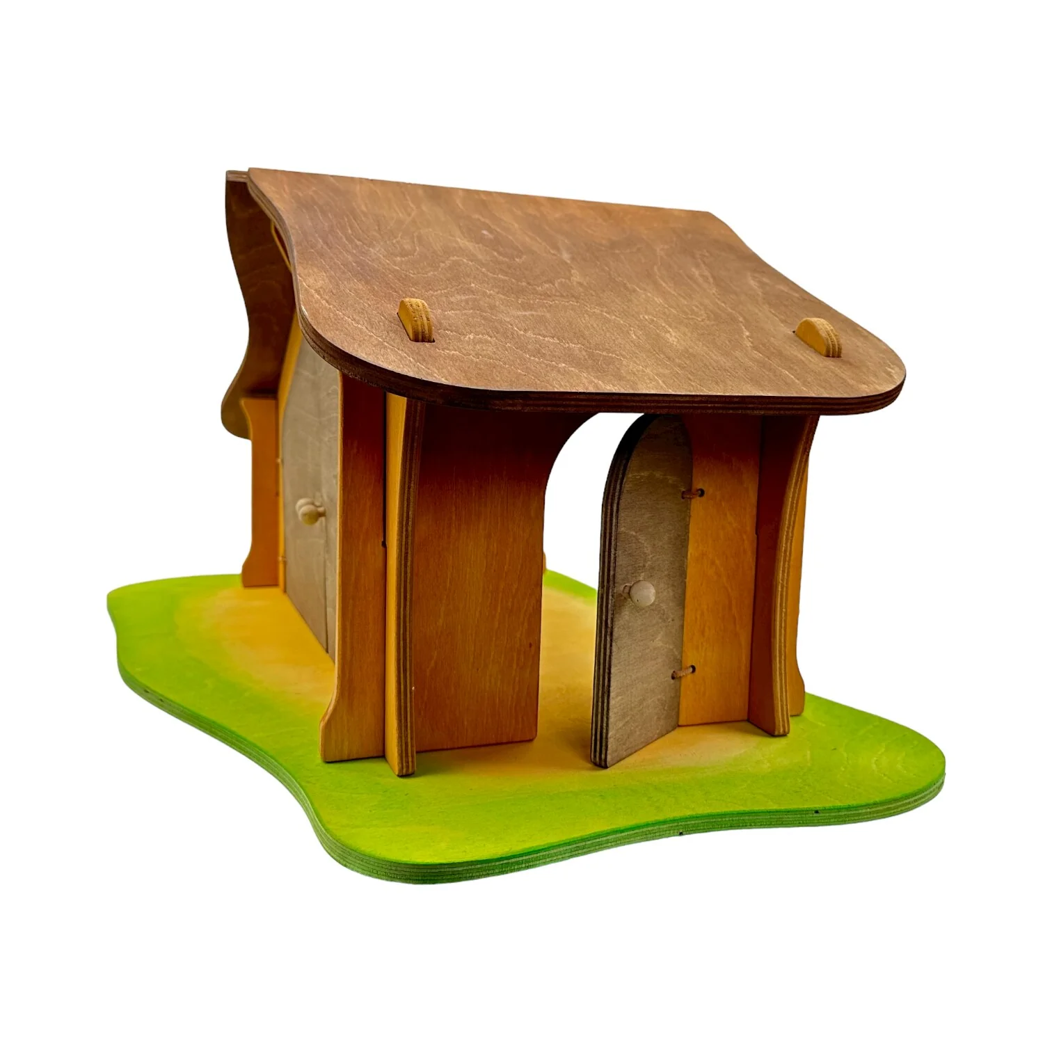 Handcrafted Open Ended Wooden Nativity Stable with Star and Bird Perch - Image 3