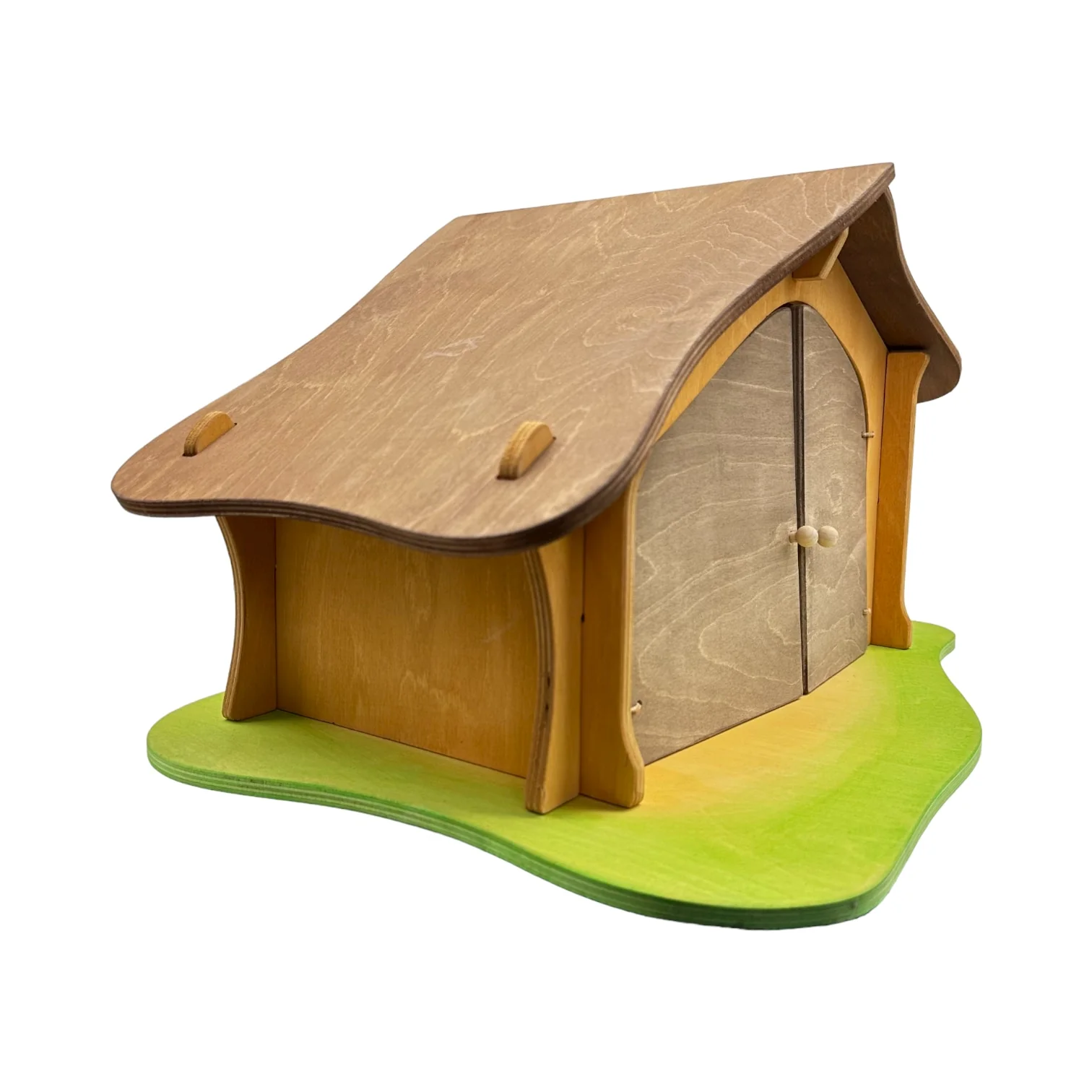 Handcrafted Open Ended Wooden Nativity Stable with Star and Bird Perch - Image 5
