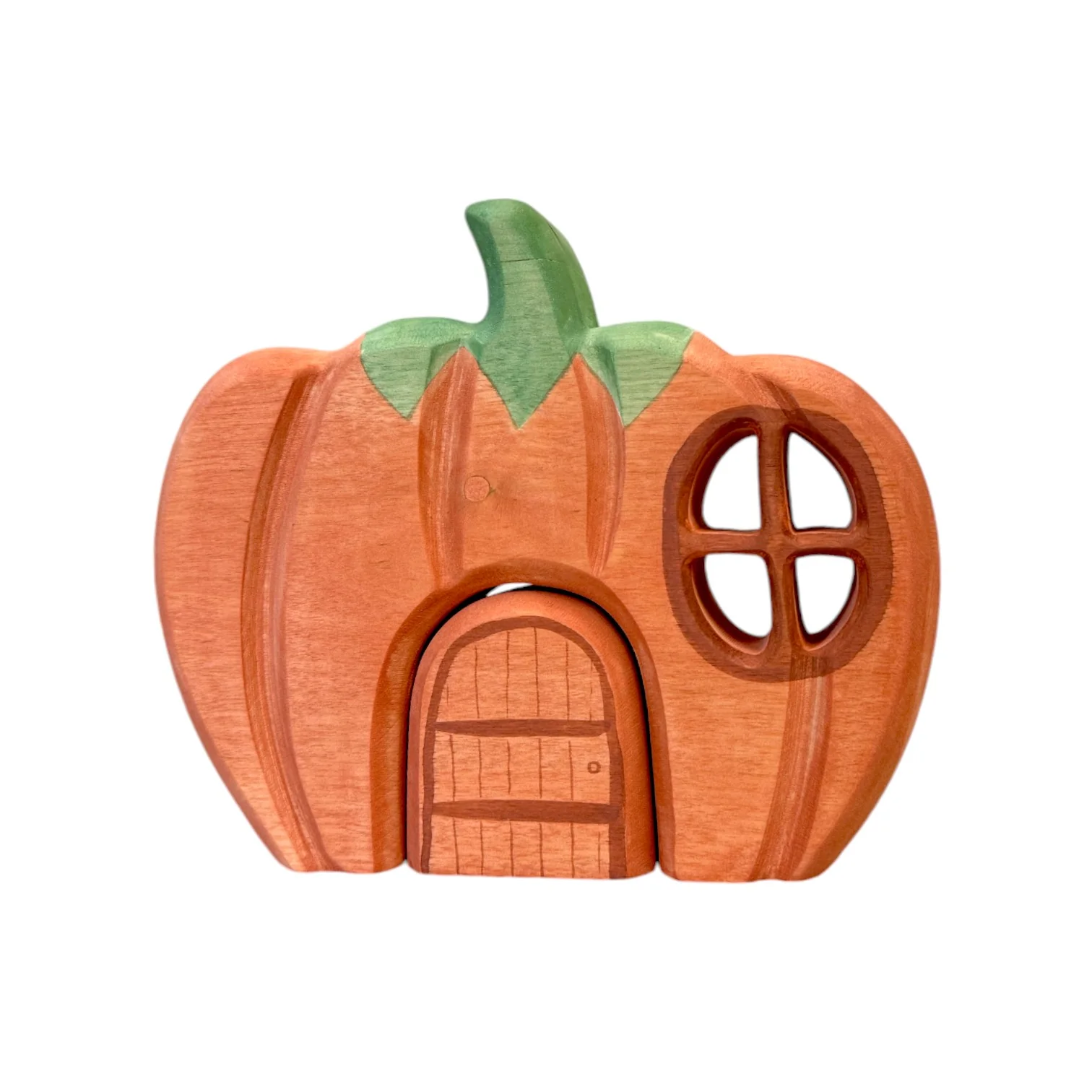 Handcrafted Open Ended Wooden Pumpkin House - Image 3
