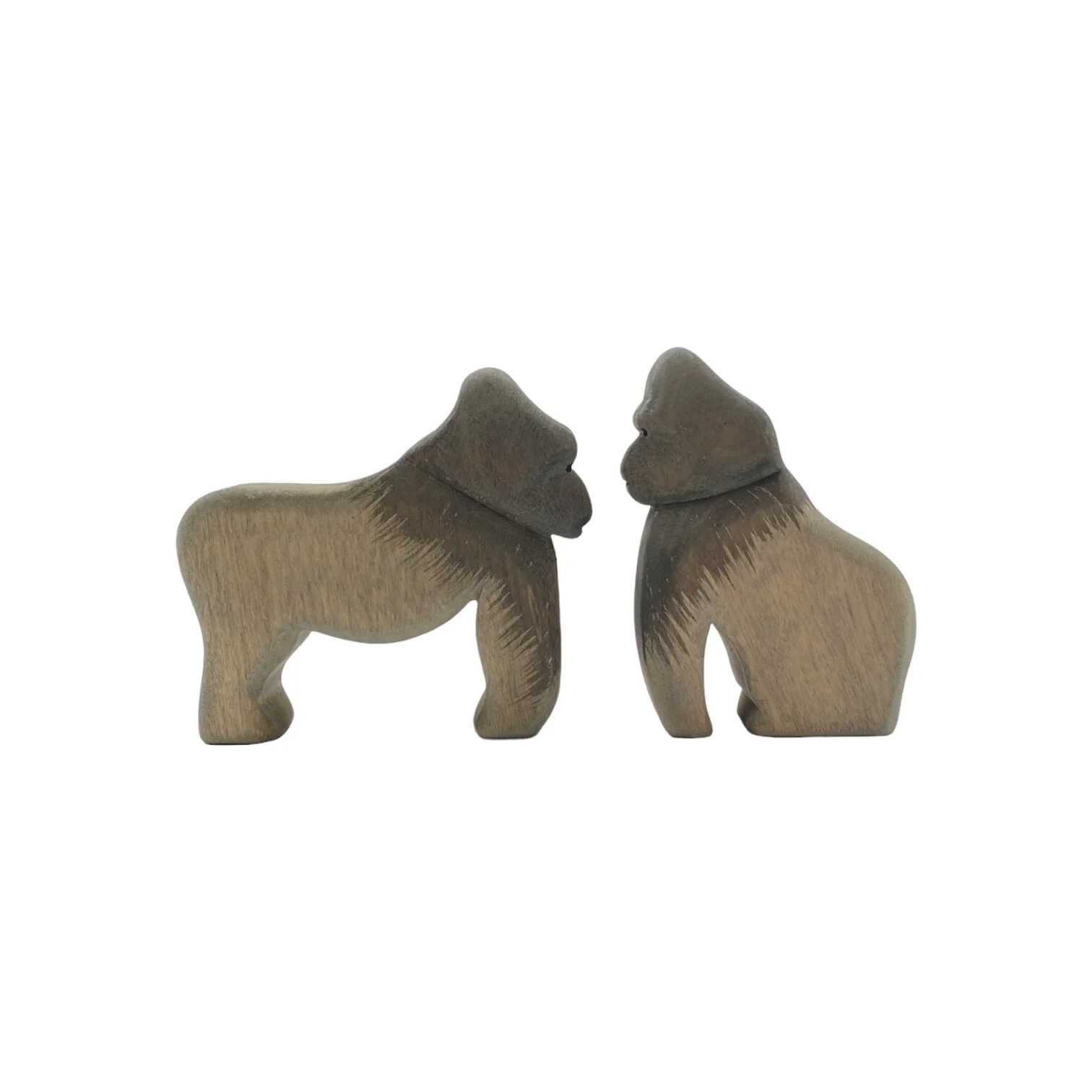 Handcrafted Open Ended Wooden Toy Animal - 2 Pieces Gorillas Set - Image 3