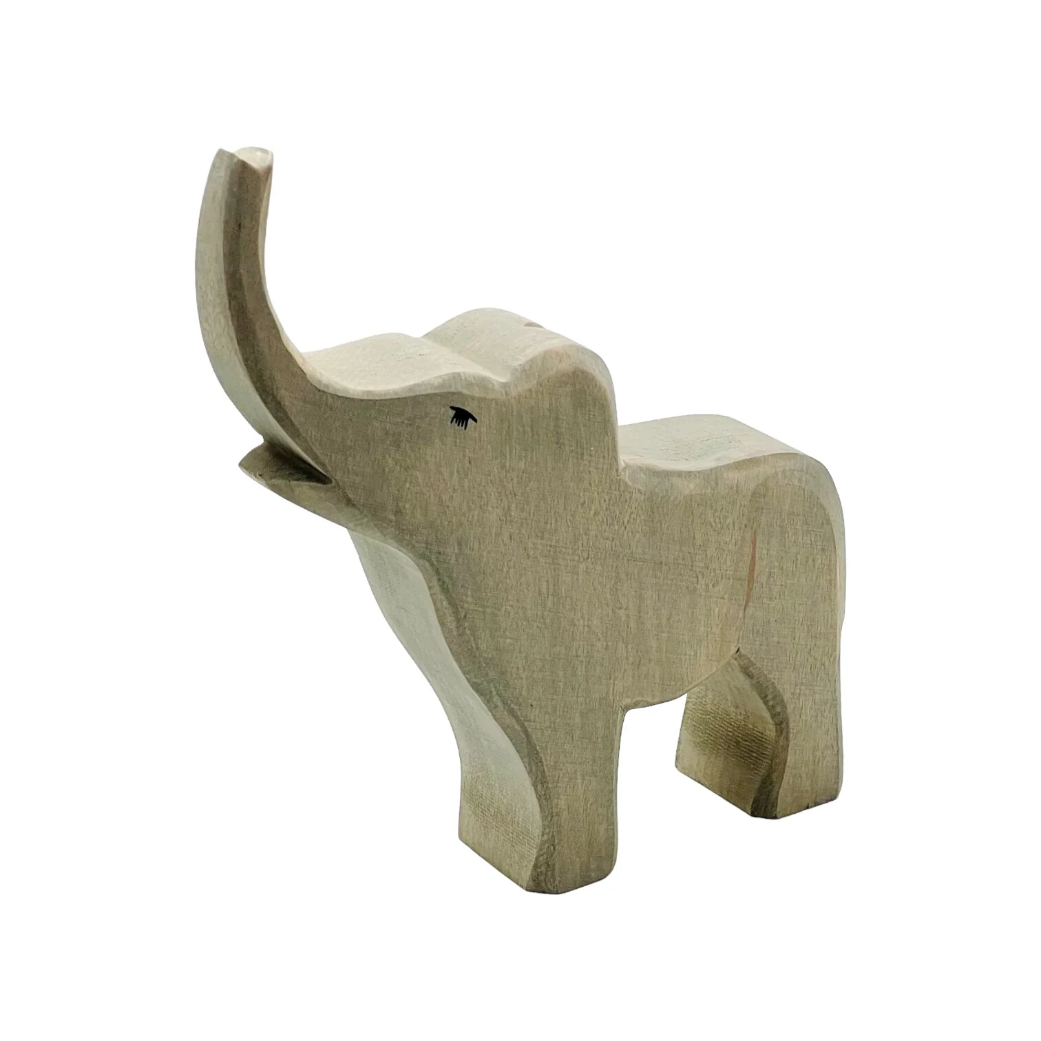 Handcrafted Open Ended Wooden Toy Animal - Elephant Small Trumpeting - Image 2