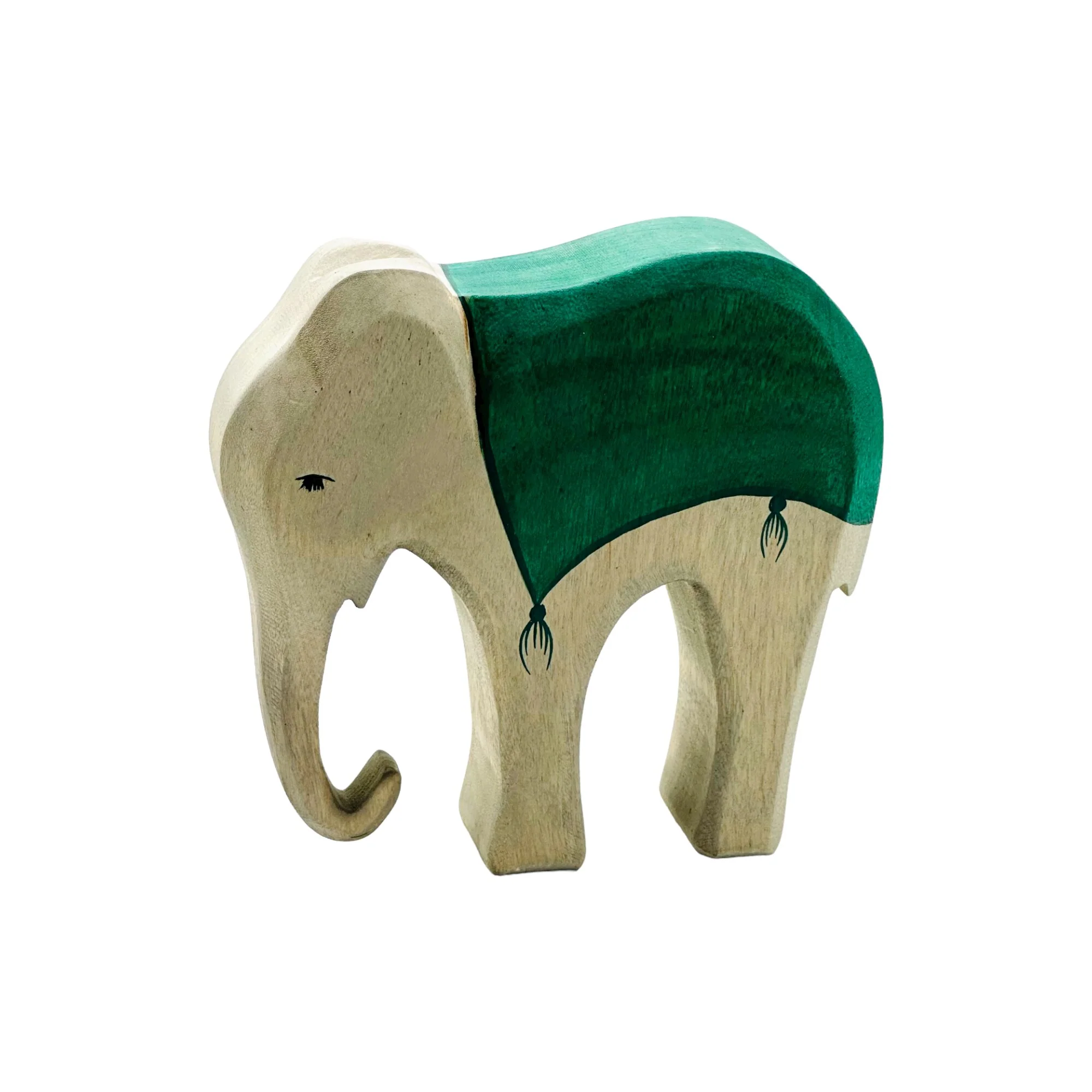 Handcrafted Open Ended Wooden Toy Animal - Elephant with Saddle - Image 2