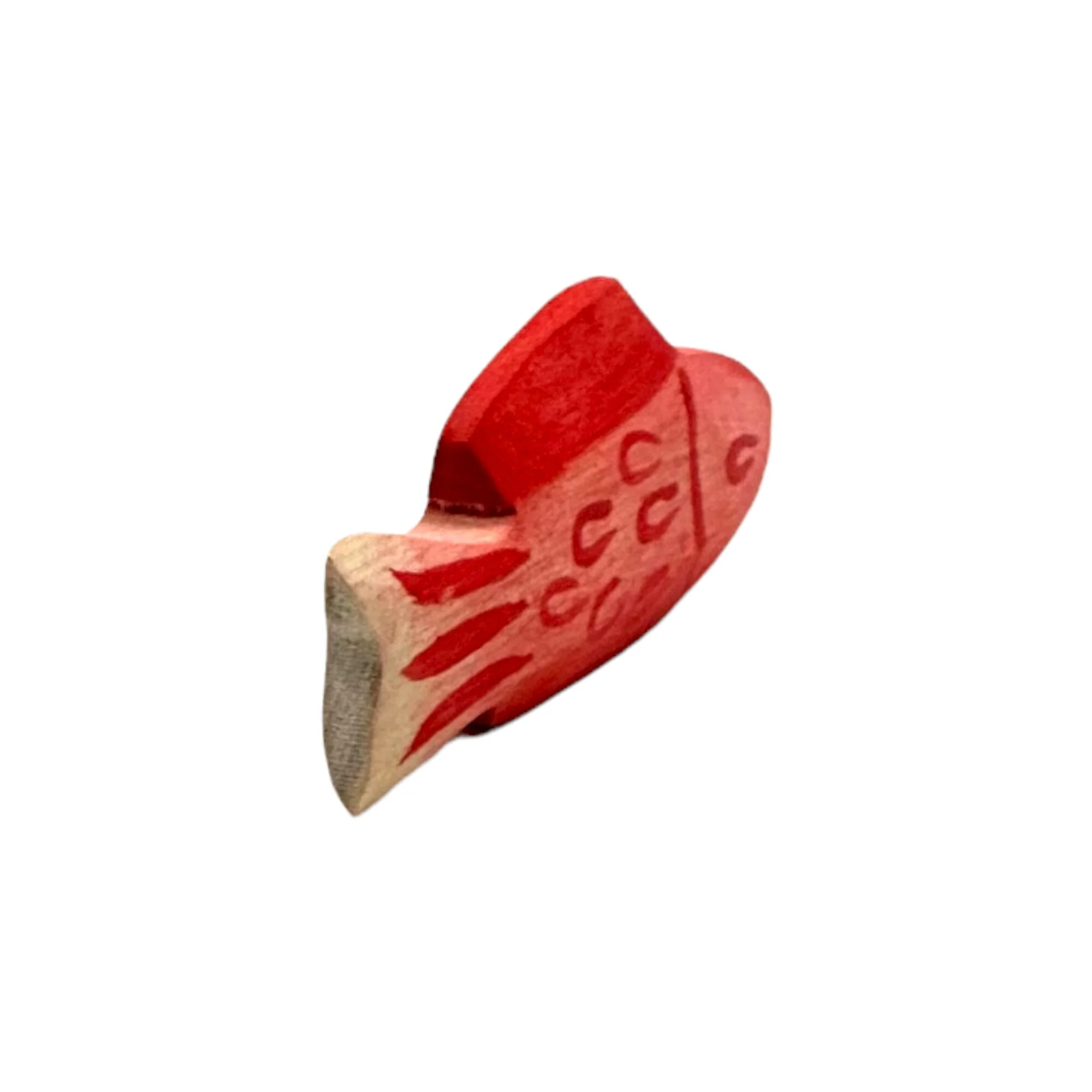 Handcrafted Open Ended Wooden Toy Animal - Fish red - Image 3