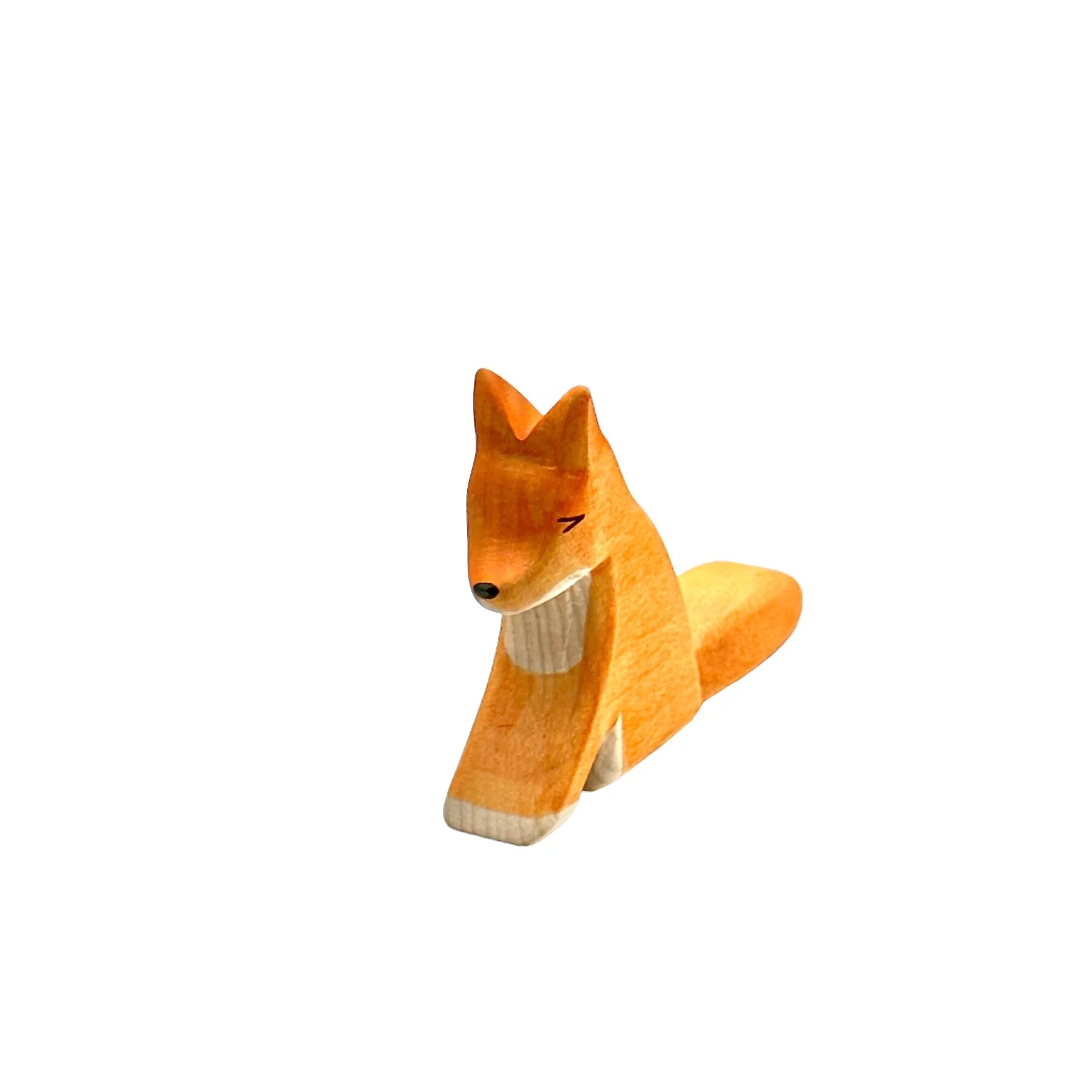 Handcrafted Open Ended Wooden Toy Animal - Fox sitting - Image 3