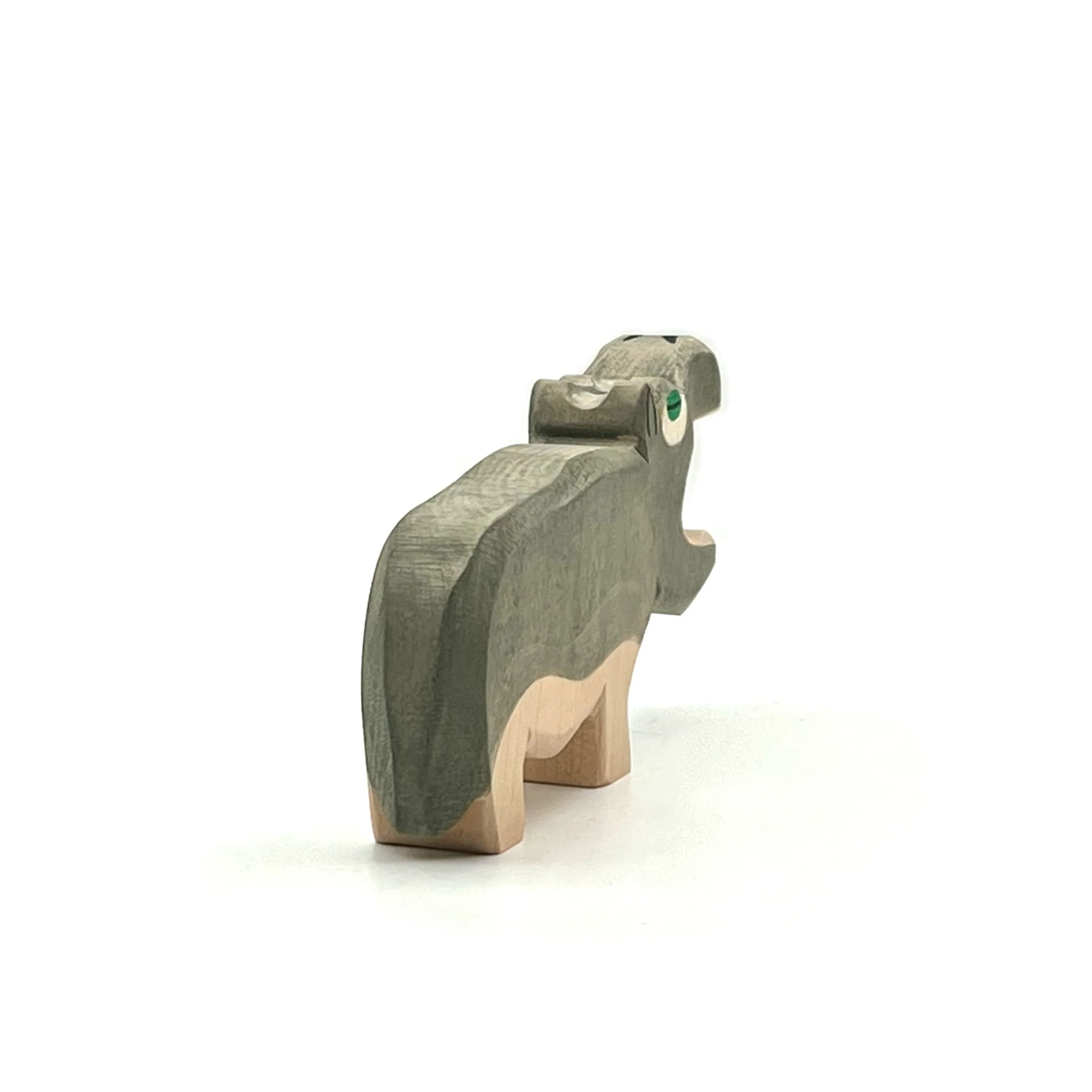 Handcrafted Open Ended Wooden Toy Animal - Hippopotamus Open Mouth - Image 4