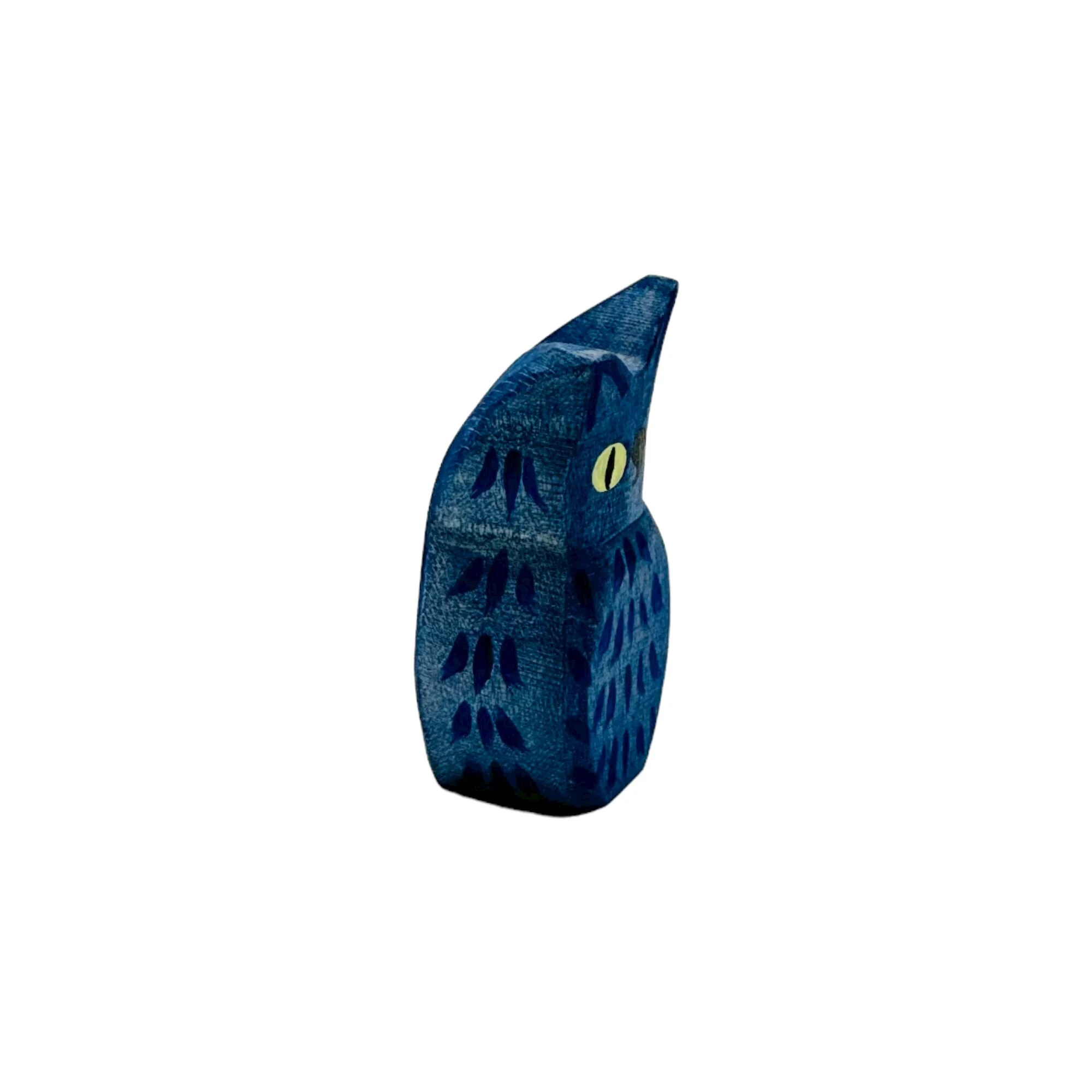 Handcrafted Open Ended Wooden Toy Animal - Owl blue - Image 2