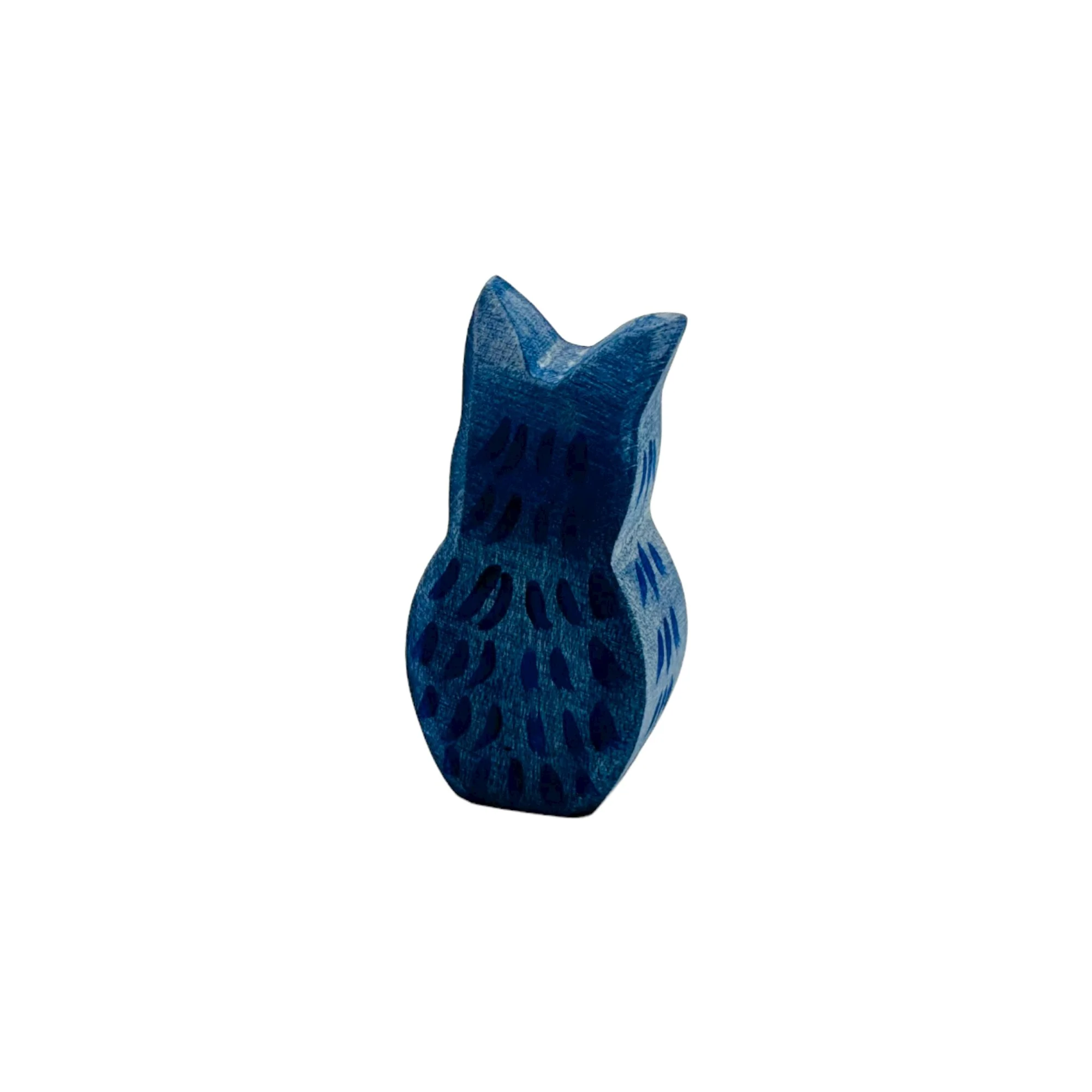 Handcrafted Open Ended Wooden Toy Animal - Owl blue - Image 3
