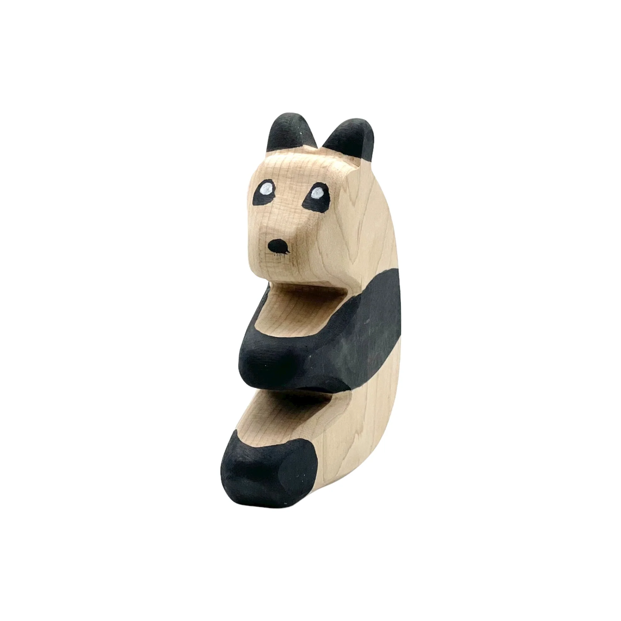 Handcrafted Open Ended Wooden Toy Animal - Panda Sitting - Image 2