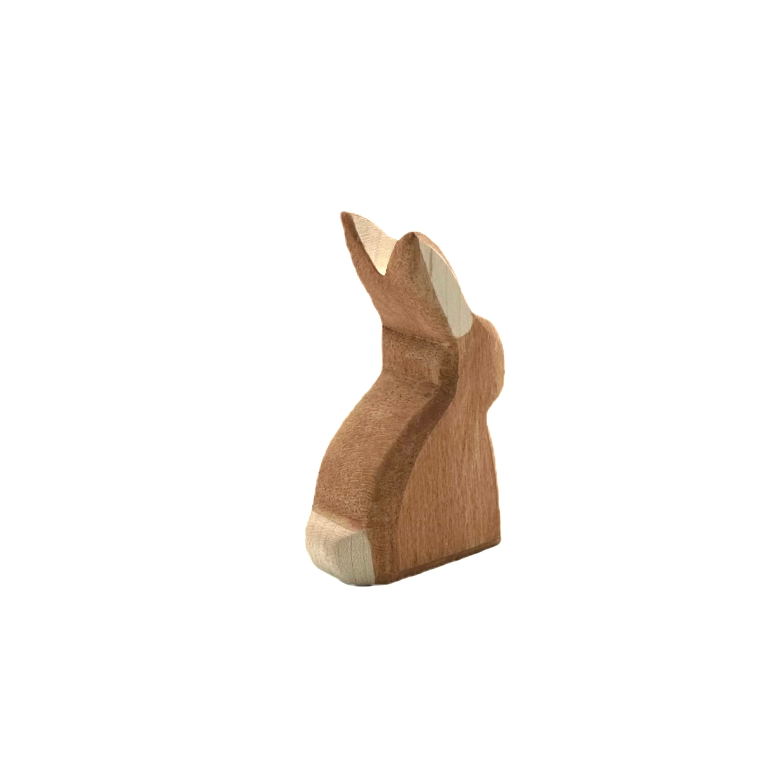 Handcrafted Open Ended Wooden Toy Animal - Rabbit brown sitting I - Image 3