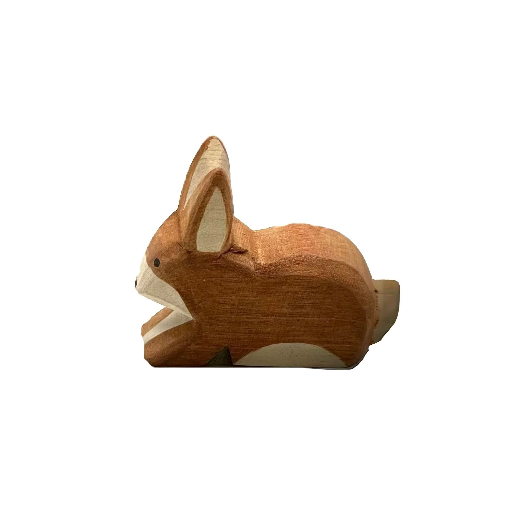 Handcrafted Open Ended Wooden Toy Animal - Rabbit brown sitting II
