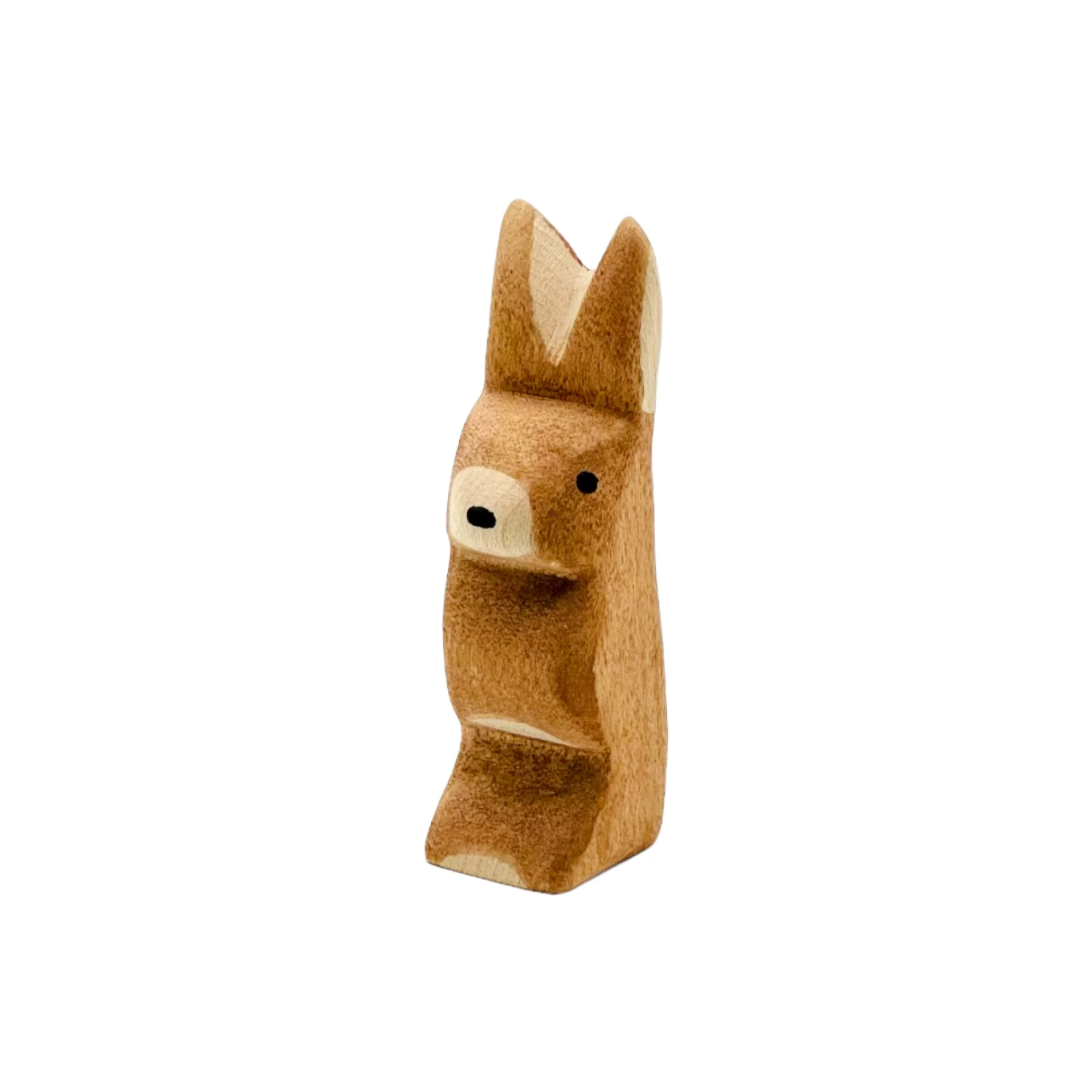 Handcrafted Open Ended Wooden Toy Animal - Rabbit ears up
