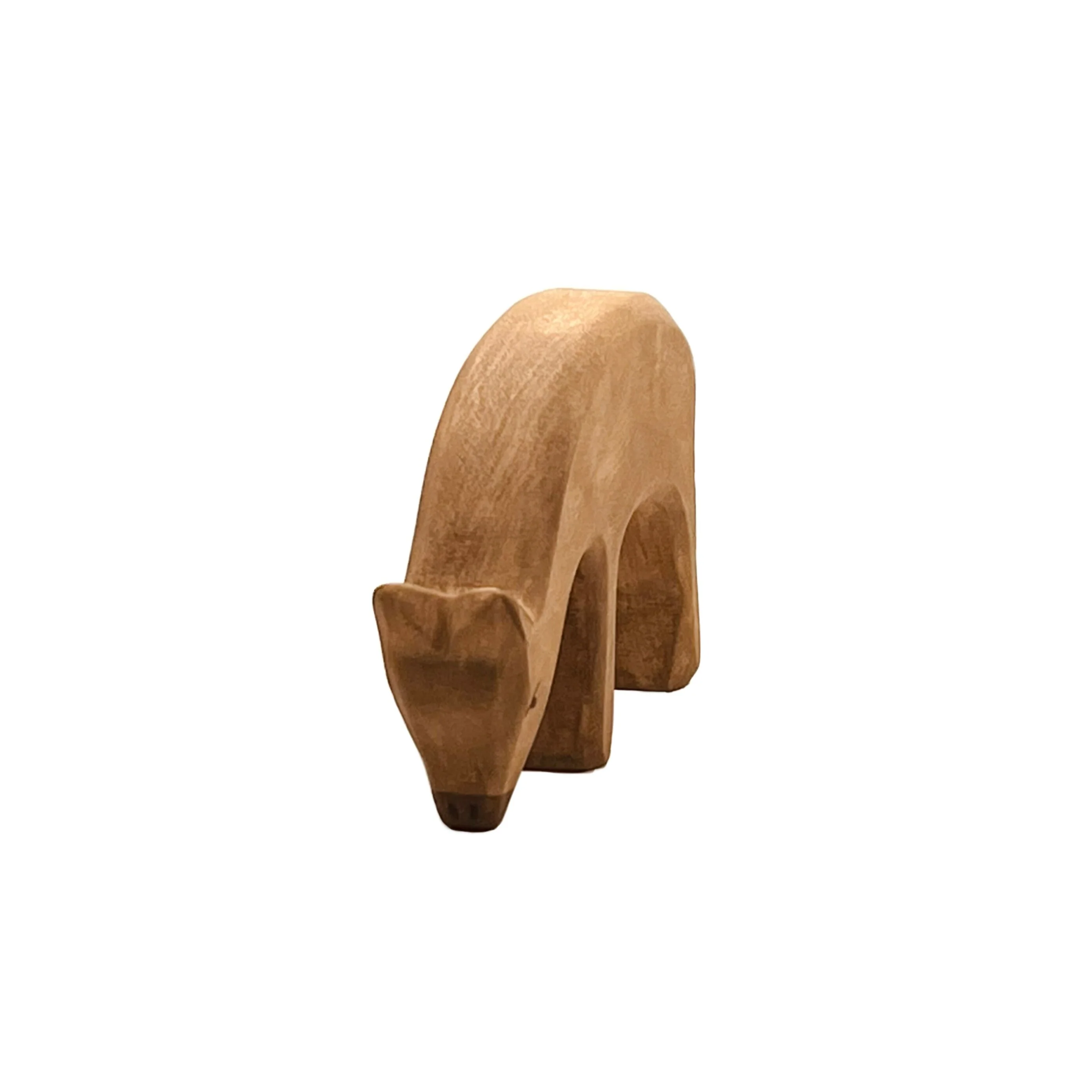 Handcrafted Open Ended Wooden Toy Animal - Red Deer eating - Image 2