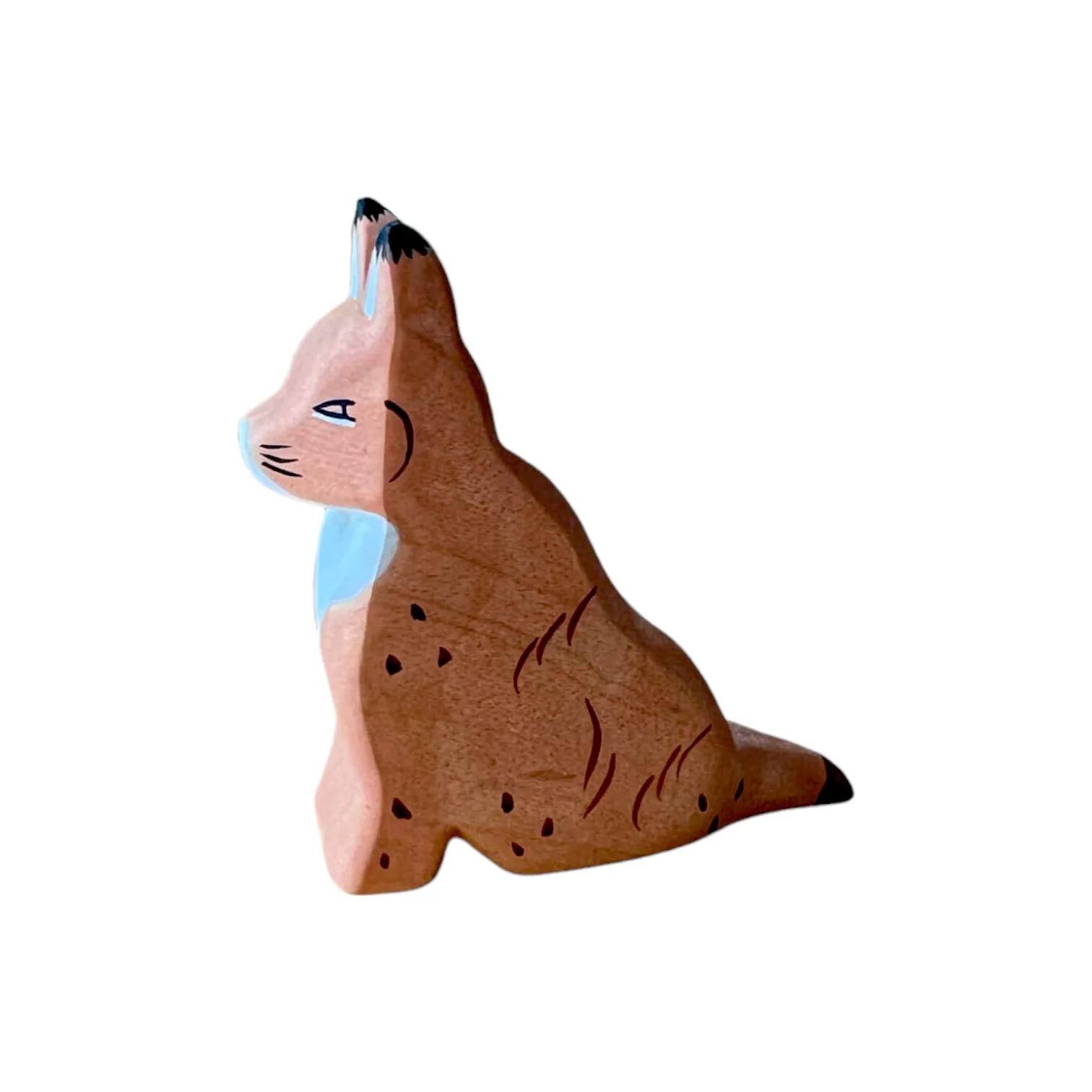 Handcrafted Open Ended Wooden Toy Animal - Sitting Lynx, Running Lynx - Image 3