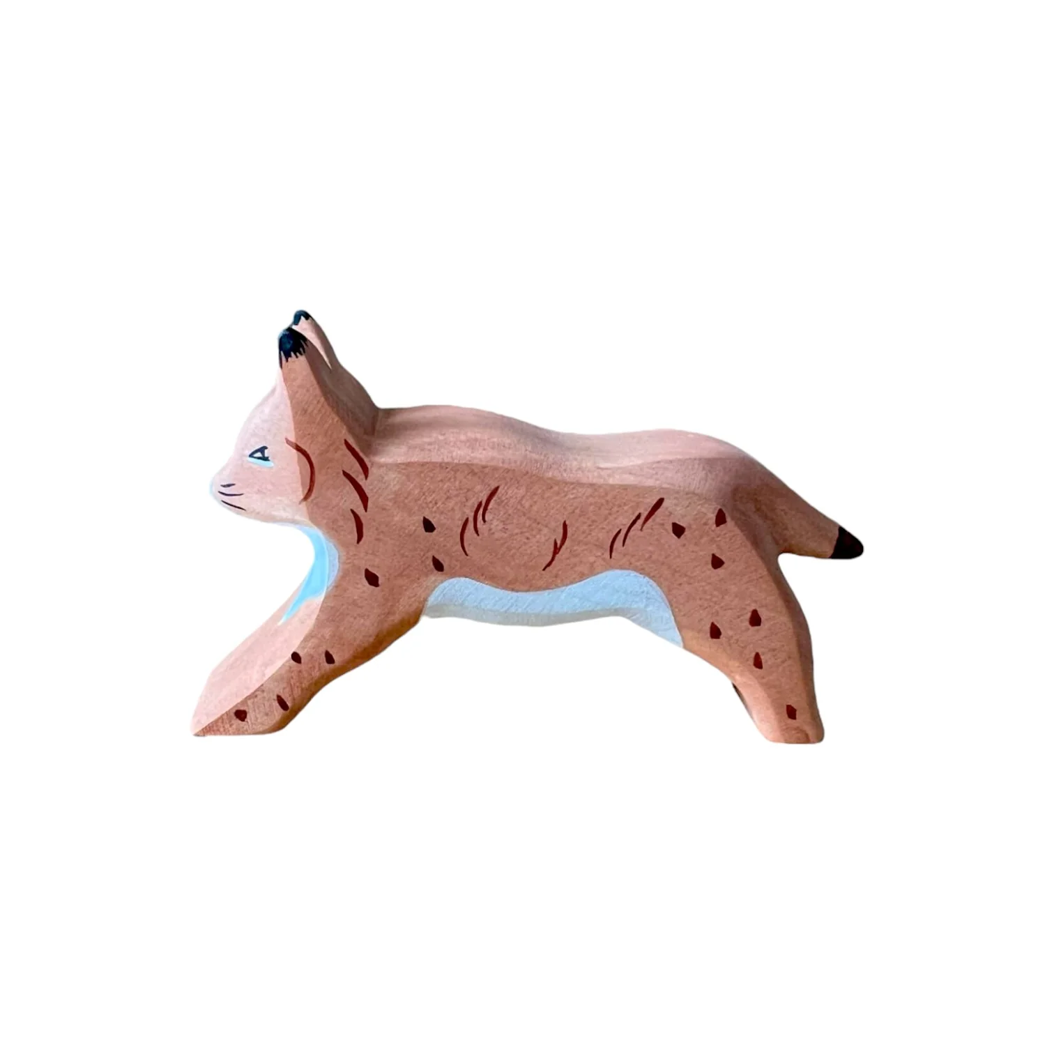 Handcrafted Open Ended Wooden Toy Animal - Sitting Lynx, Running Lynx - Image 4