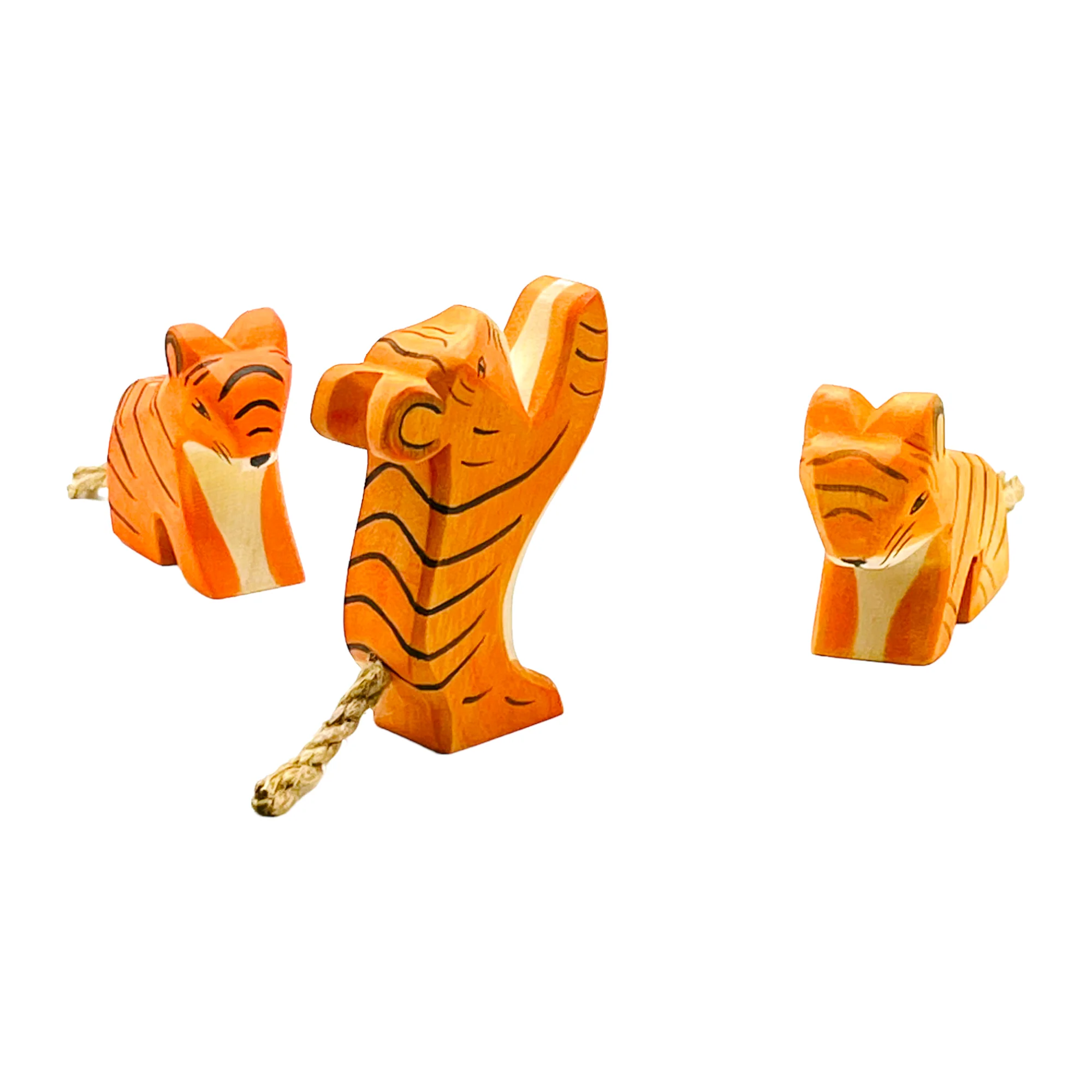 Handcrafted Open Ended Wooden Toy Animal - Tiger Cubs Set (3 Pieces) - Image 4