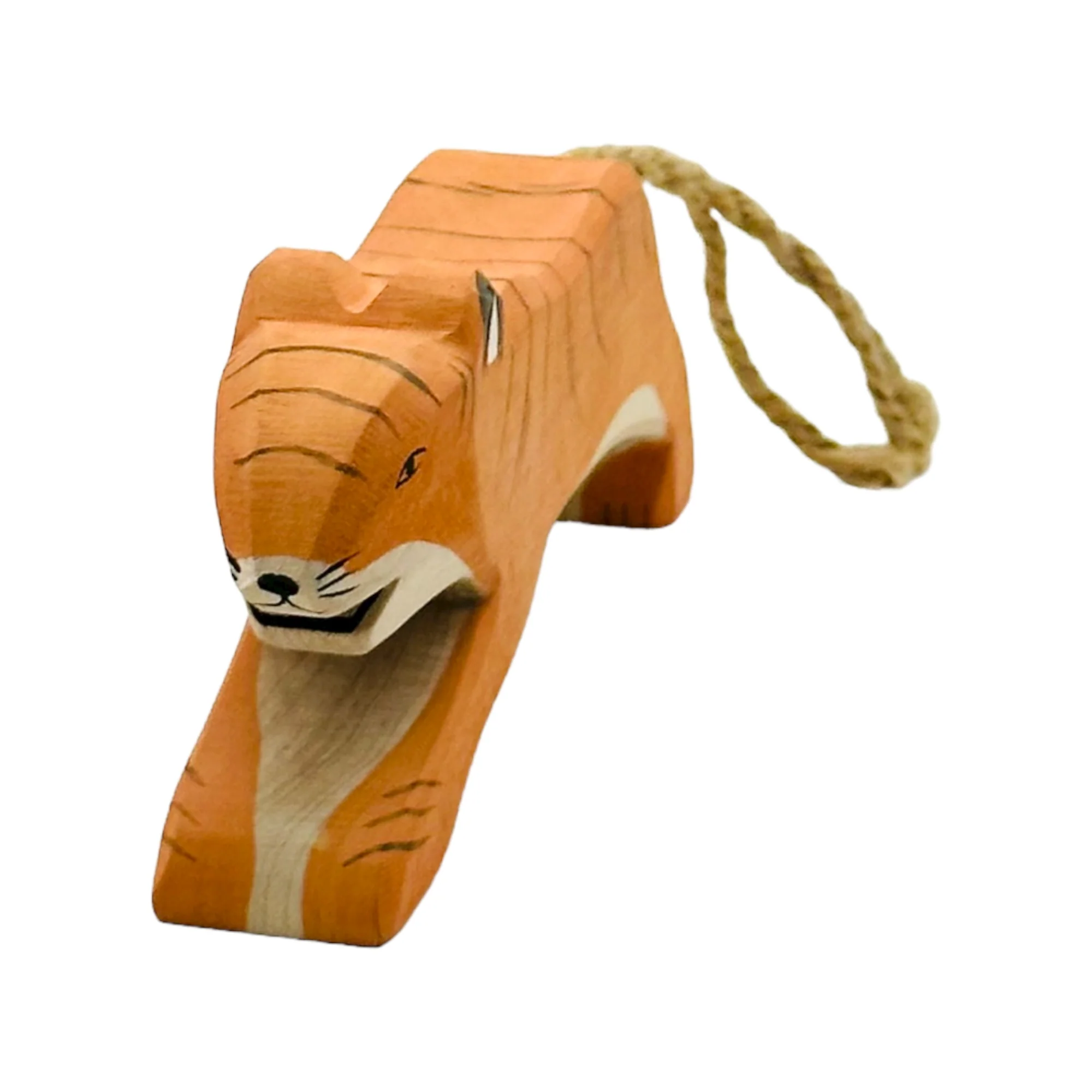 Handcrafted Open Ended Wooden Toy Animal - Tiger jumping - Image 3