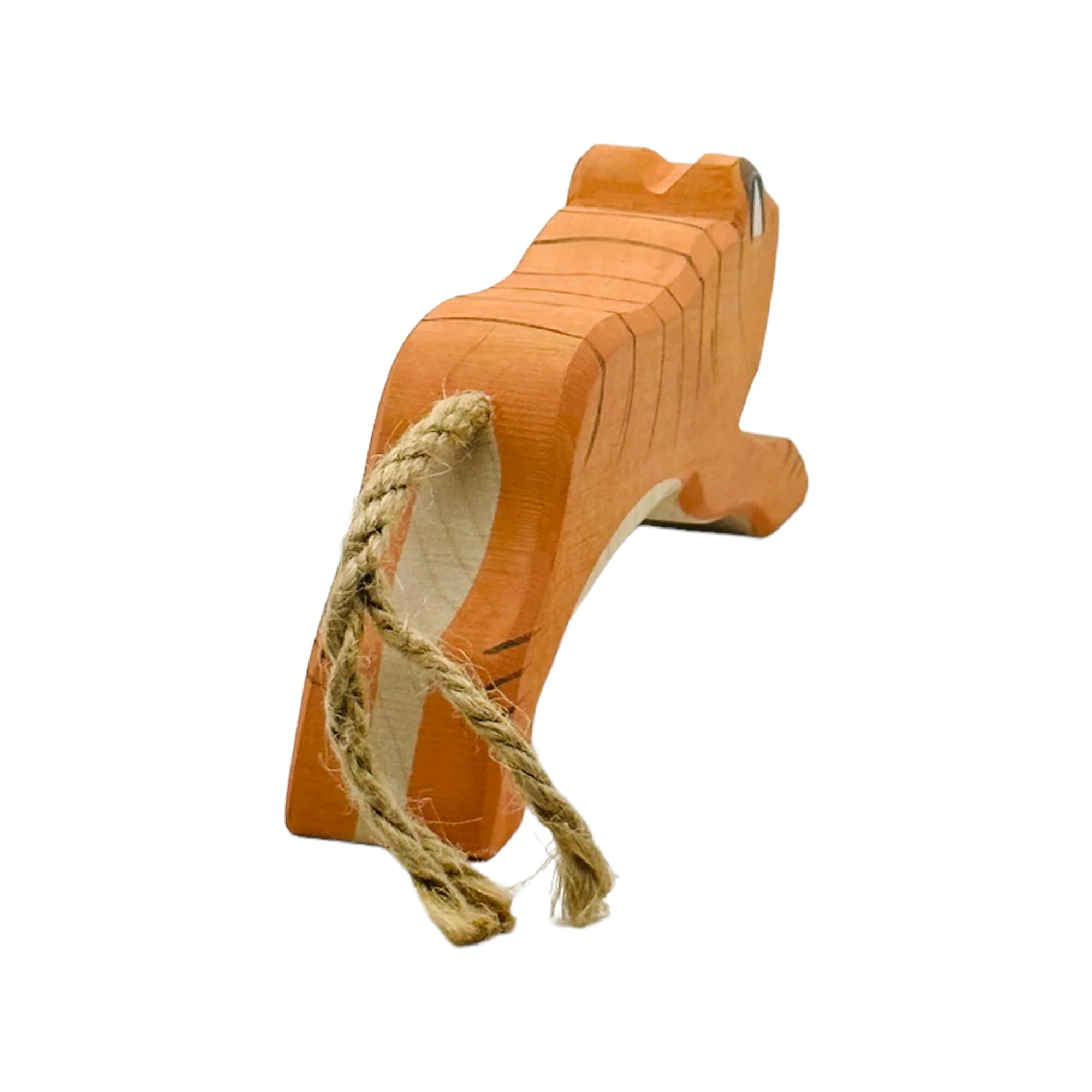 Handcrafted Open Ended Wooden Toy Animal - Tiger jumping - Image 4
